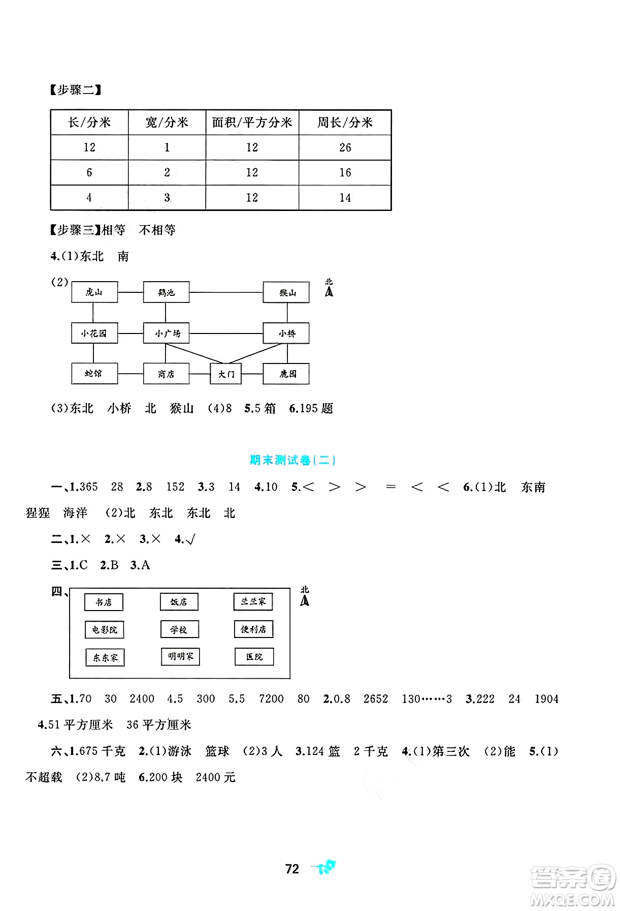 廣西師范大學(xué)出版社2025年春新課程學(xué)習(xí)與測(cè)評(píng)單元雙測(cè)三年級(jí)數(shù)學(xué)下冊(cè)A版人教版答案