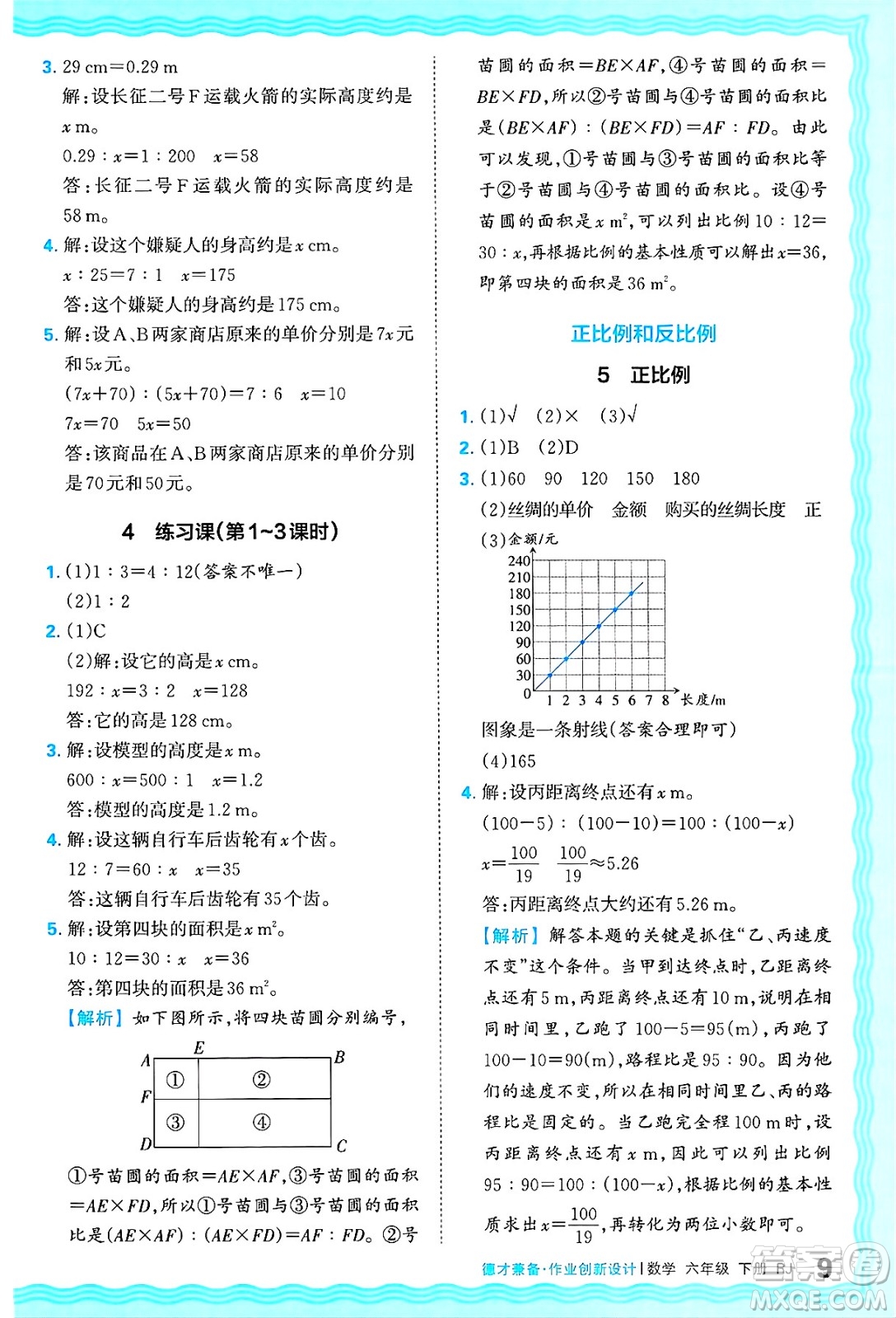 江西人民出版社2025年春王朝霞德才兼?zhèn)渥鳂I(yè)創(chuàng)新設(shè)計(jì)六年級(jí)數(shù)學(xué)下冊(cè)人教版答案