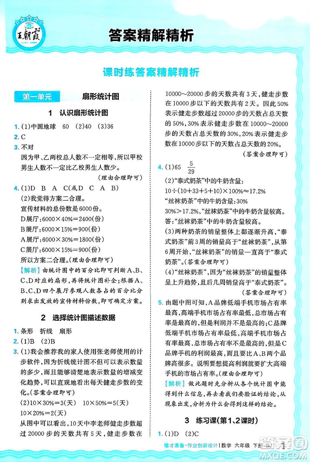 江西人民出版社2025年春王朝霞德才兼?zhèn)渥鳂I(yè)創(chuàng)新設(shè)計(jì)六年級(jí)數(shù)學(xué)下冊(cè)蘇教版答案
