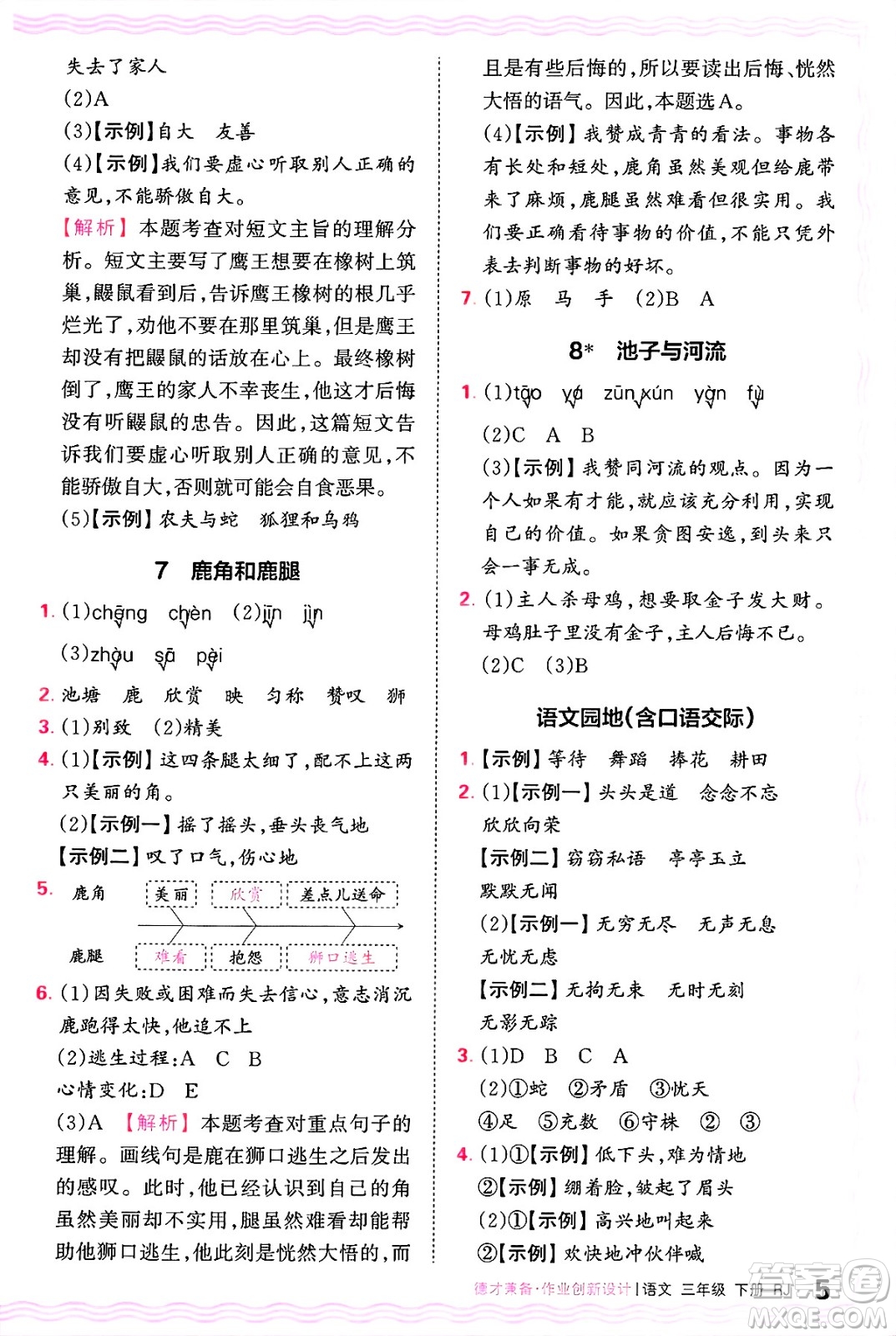 江西人民出版社2025年春王朝霞德才兼?zhèn)渥鳂I(yè)創(chuàng)新設(shè)計(jì)三年級語文下冊人教版