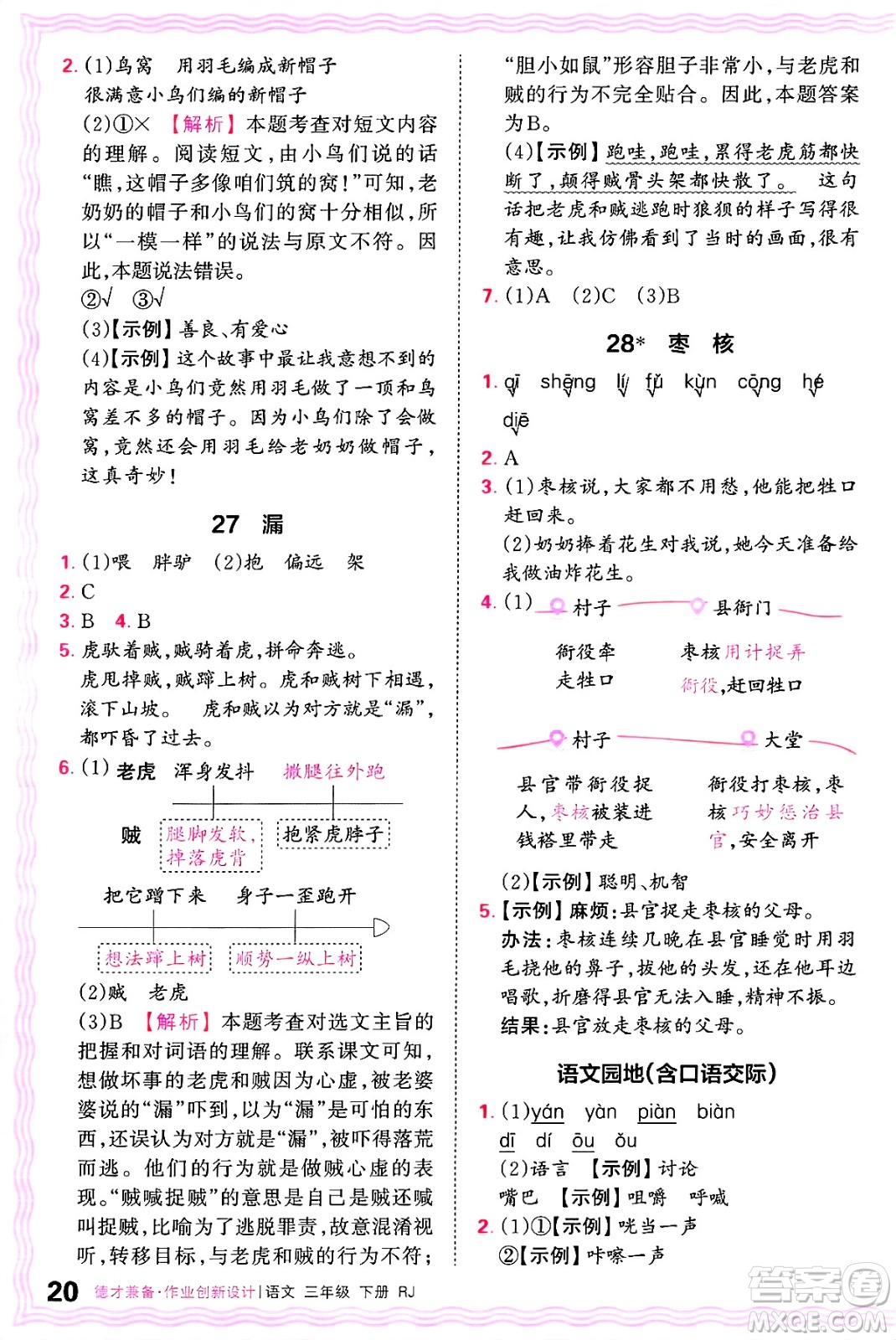 江西人民出版社2025年春王朝霞德才兼?zhèn)渥鳂I(yè)創(chuàng)新設(shè)計(jì)三年級語文下冊人教版