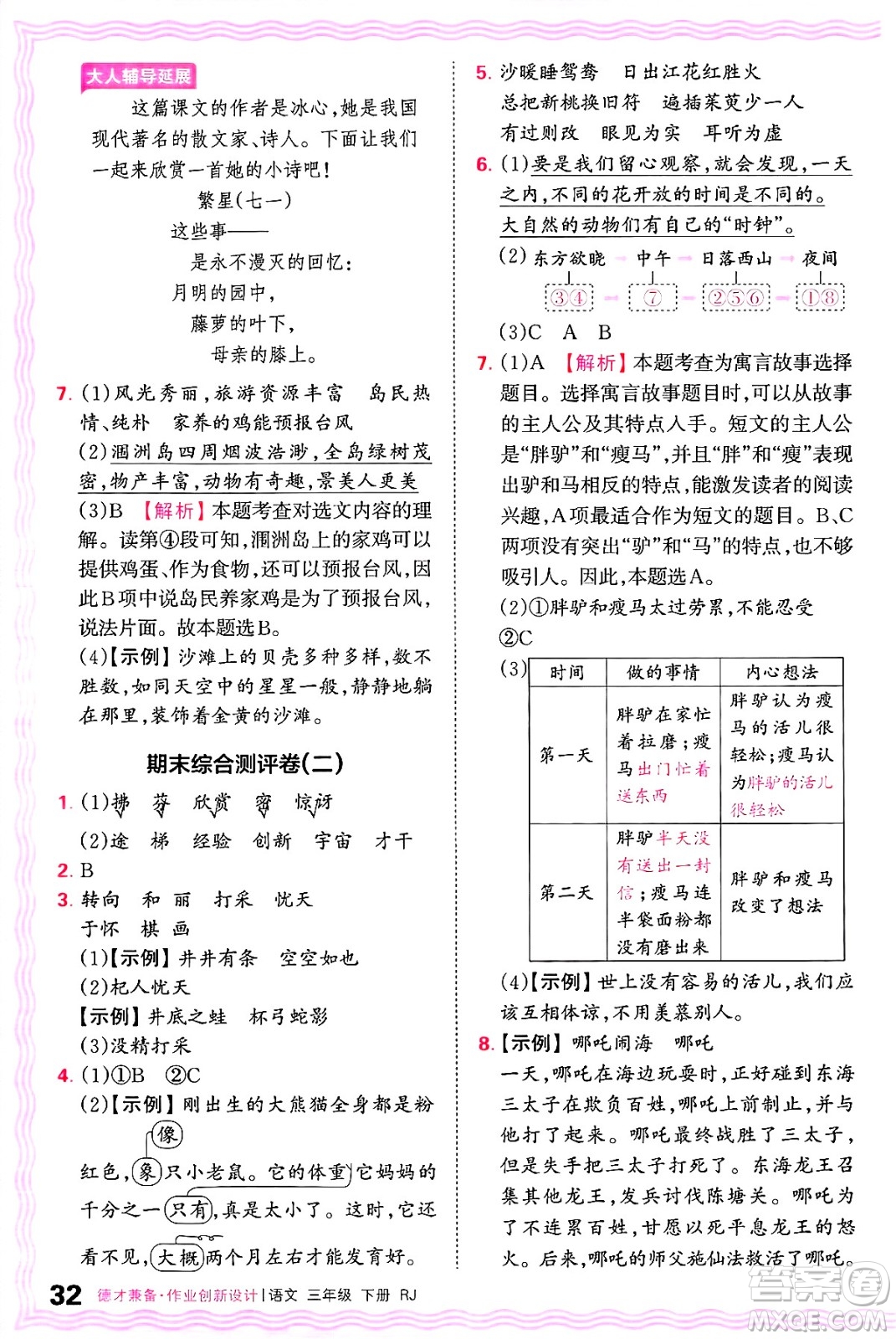 江西人民出版社2025年春王朝霞德才兼?zhèn)渥鳂I(yè)創(chuàng)新設(shè)計(jì)三年級語文下冊人教版