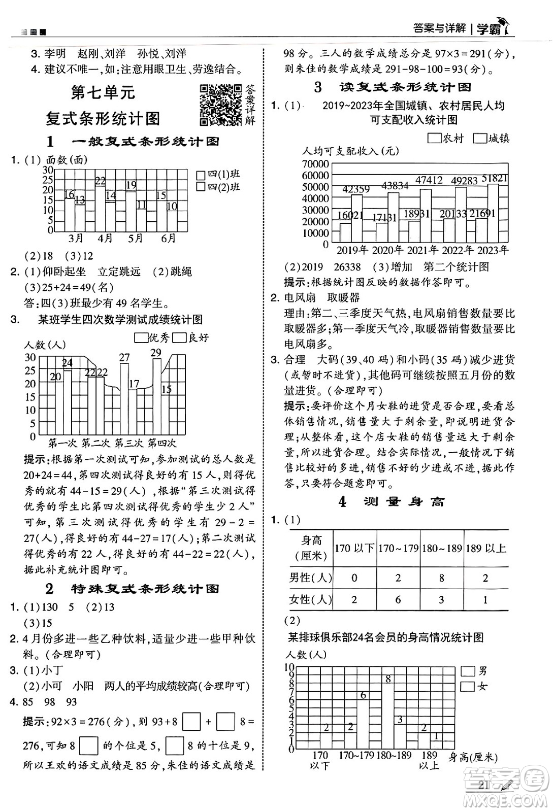 河海大學出版社2025年春5星學霸四年級數(shù)學下冊冀教版答案
