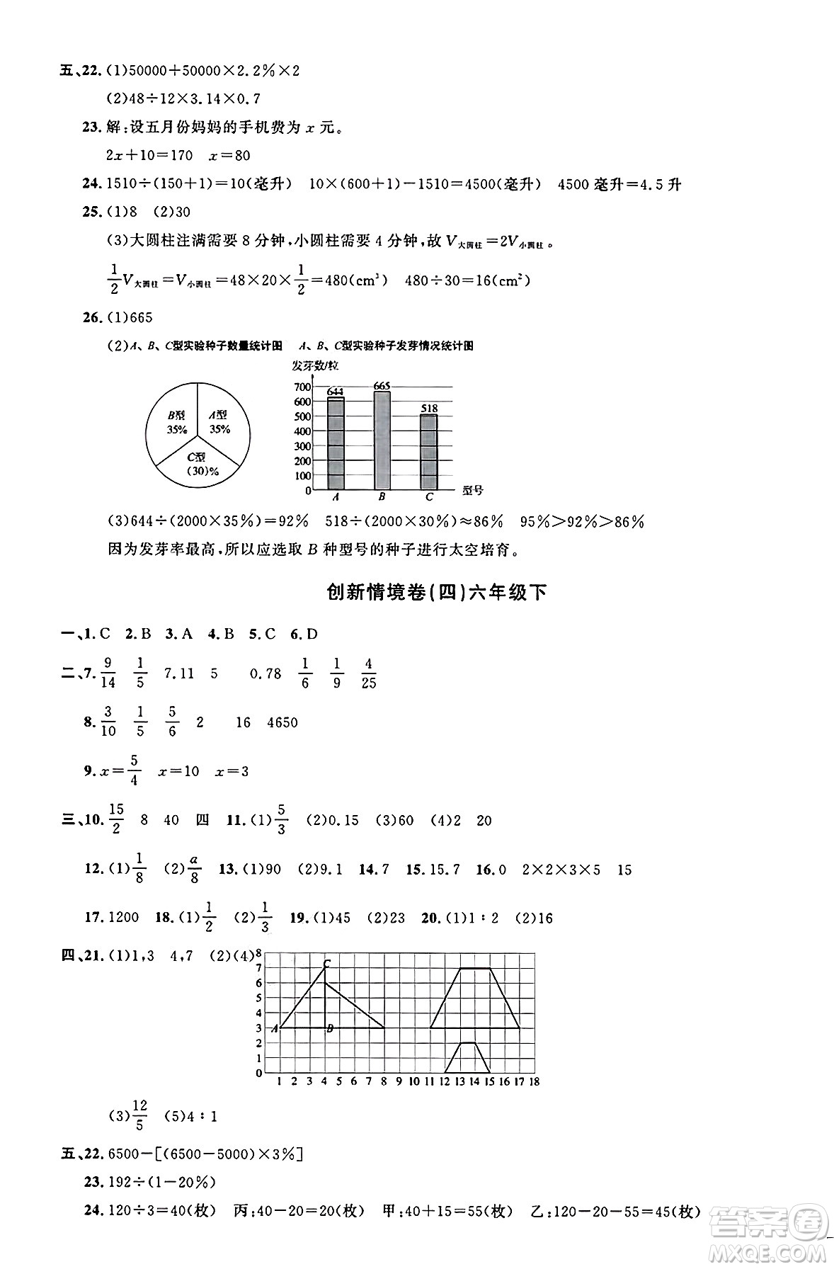 江西教育出版社2025年春陽(yáng)光同學(xué)課時(shí)優(yōu)化作業(yè)六年級(jí)數(shù)學(xué)下冊(cè)人教版河南專版答案