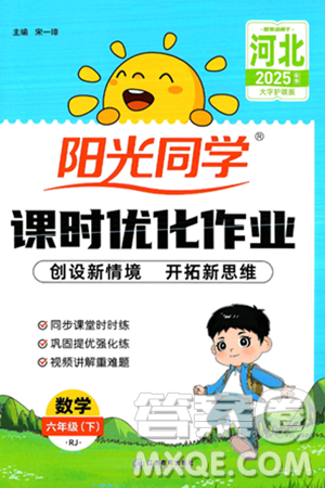 江西教育出版社2025年春陽光同學(xué)課時優(yōu)化作業(yè)六年級數(shù)學(xué)下冊人教版河北專版答案