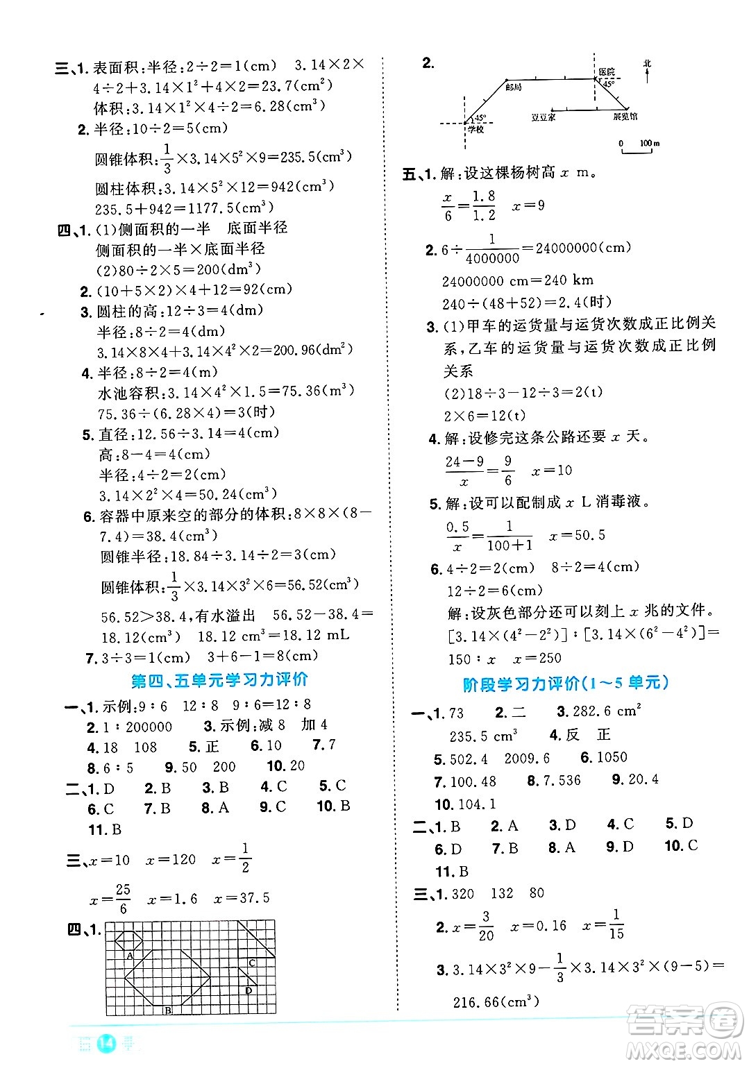 江西教育出版社2025年春陽光同學(xué)課時優(yōu)化作業(yè)六年級數(shù)學(xué)下冊人教版河北專版答案