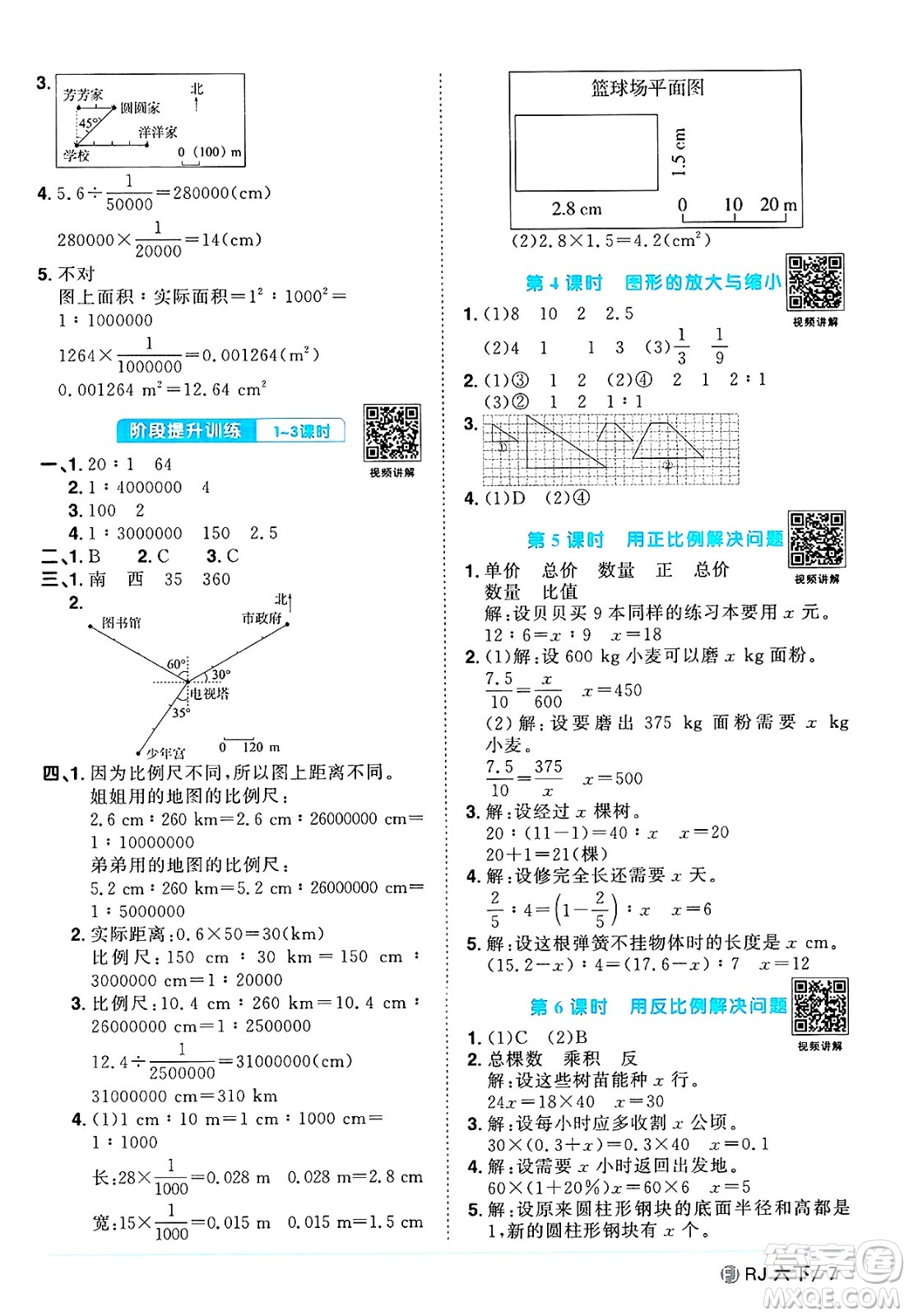 福建少年兒童出版社2025年春陽光同學課時優(yōu)化作業(yè)六年級數(shù)學下冊人教版福建專版答案