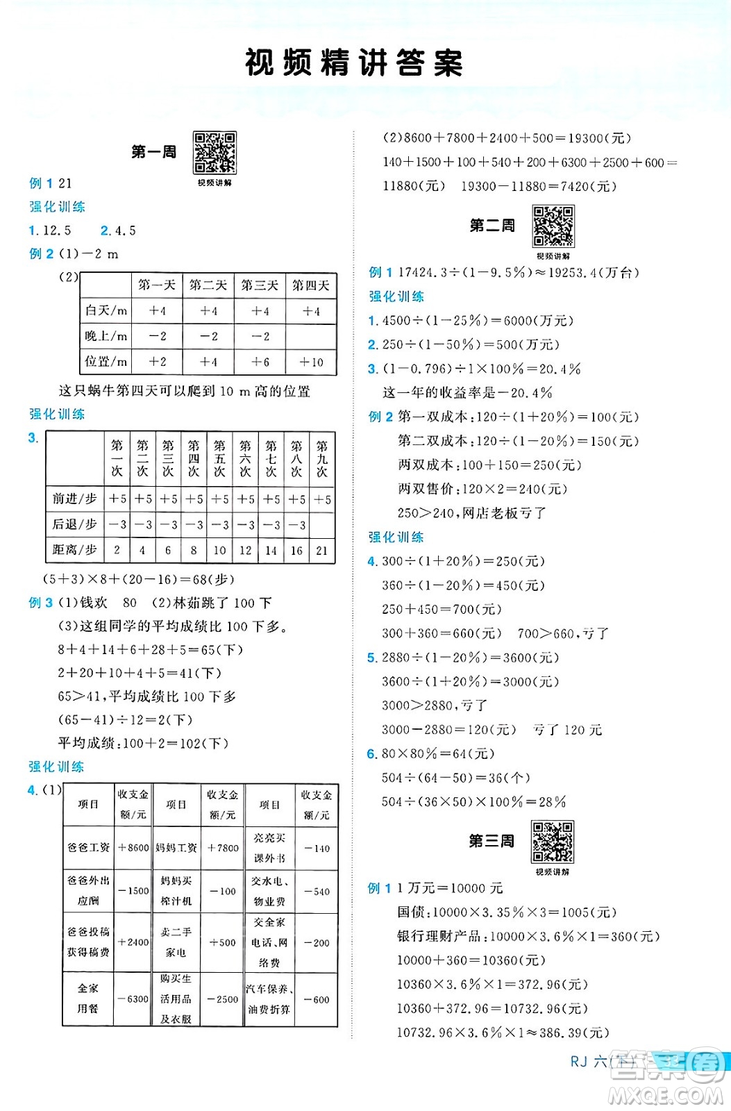 福建少年兒童出版社2025年春陽光同學課時優(yōu)化作業(yè)六年級數(shù)學下冊人教版福建專版答案