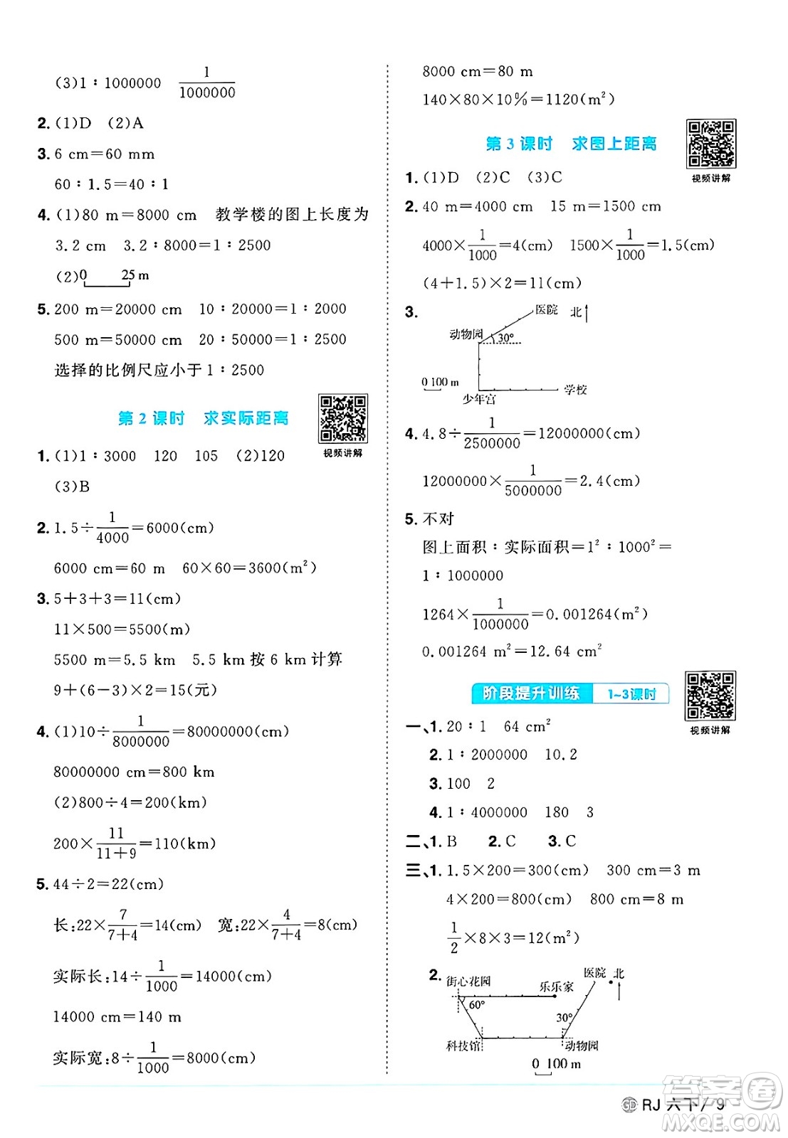 廣東人民出版社2025年春陽光同學課時優(yōu)化作業(yè)六年級數(shù)學下冊人教版廣東專版答案