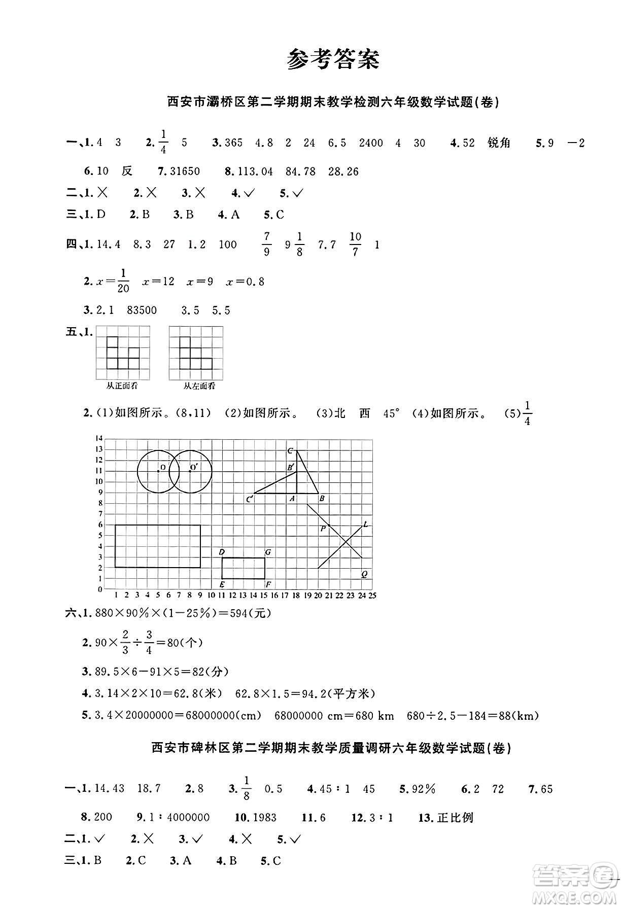 江西教育出版社2025年春陽光同學課時優(yōu)化作業(yè)六年級數(shù)學下冊北師大版陜西專版答案