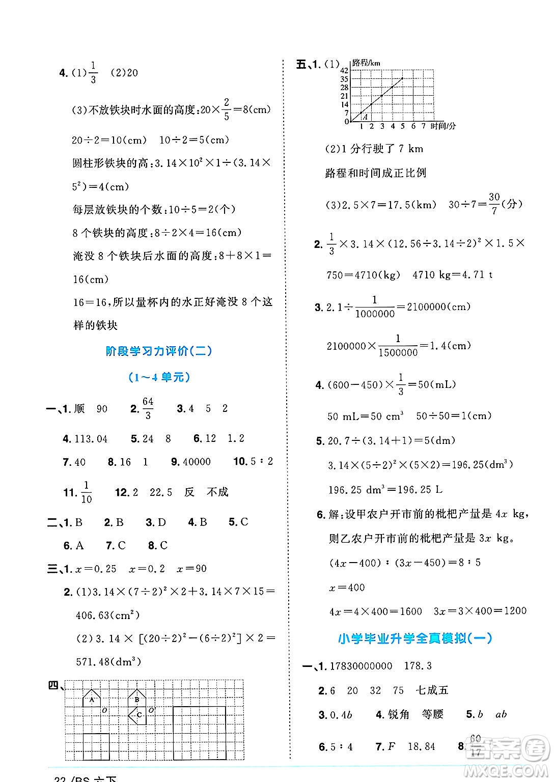 江西教育出版社2025年春陽光同學(xué)課時(shí)優(yōu)化作業(yè)六年級數(shù)學(xué)下冊北師大版廣東專版答案