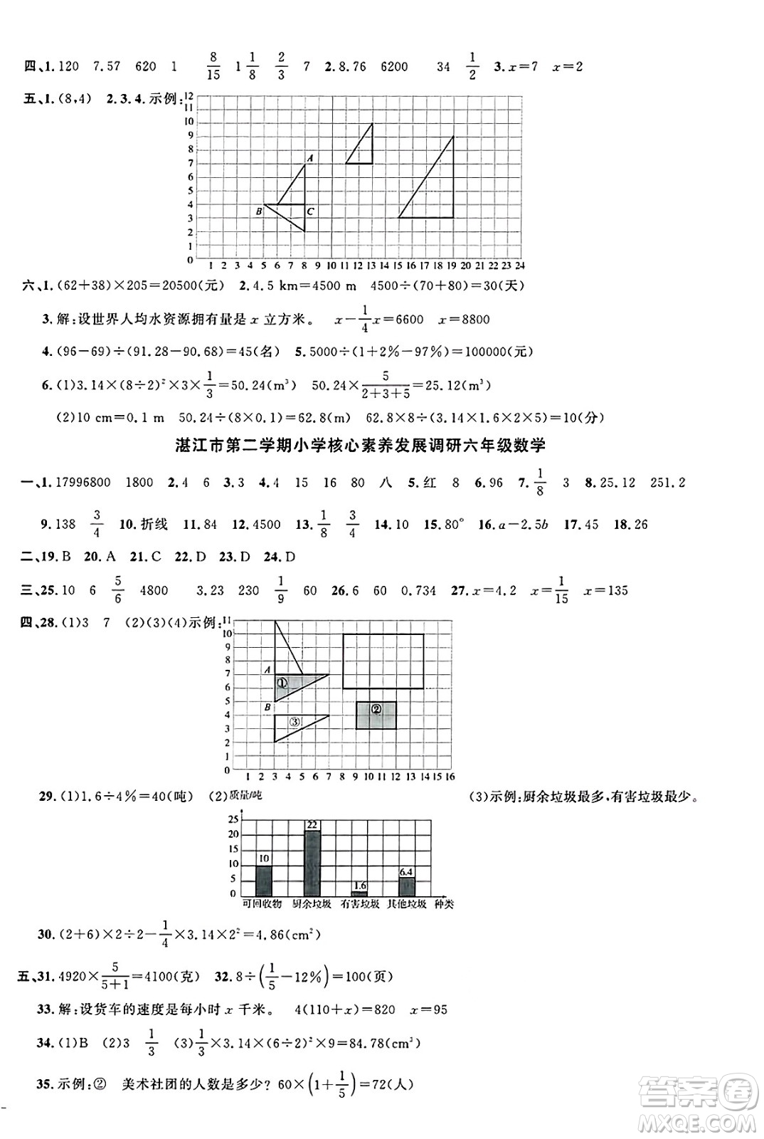 江西教育出版社2025年春陽光同學(xué)課時(shí)優(yōu)化作業(yè)六年級數(shù)學(xué)下冊北師大版廣東專版答案