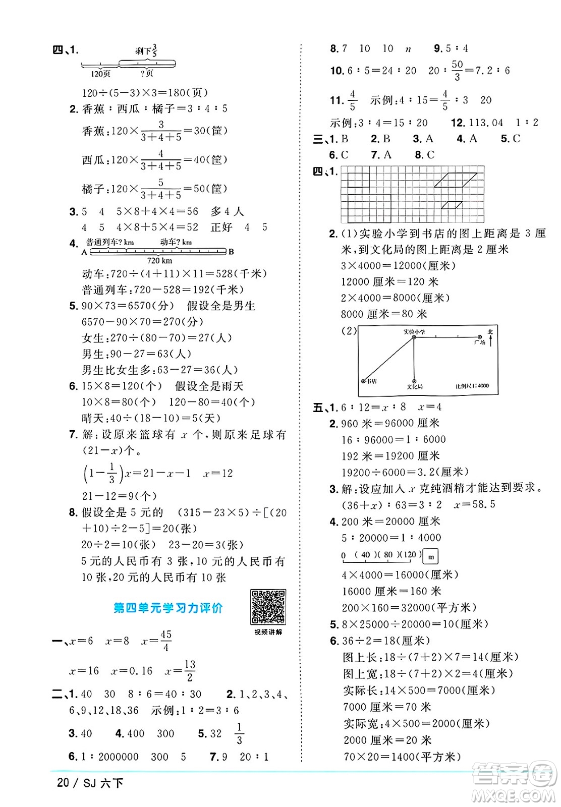 江西教育出版社2025年春陽光同學(xué)課時優(yōu)化作業(yè)六年級數(shù)學(xué)下冊蘇教版安徽專版答案