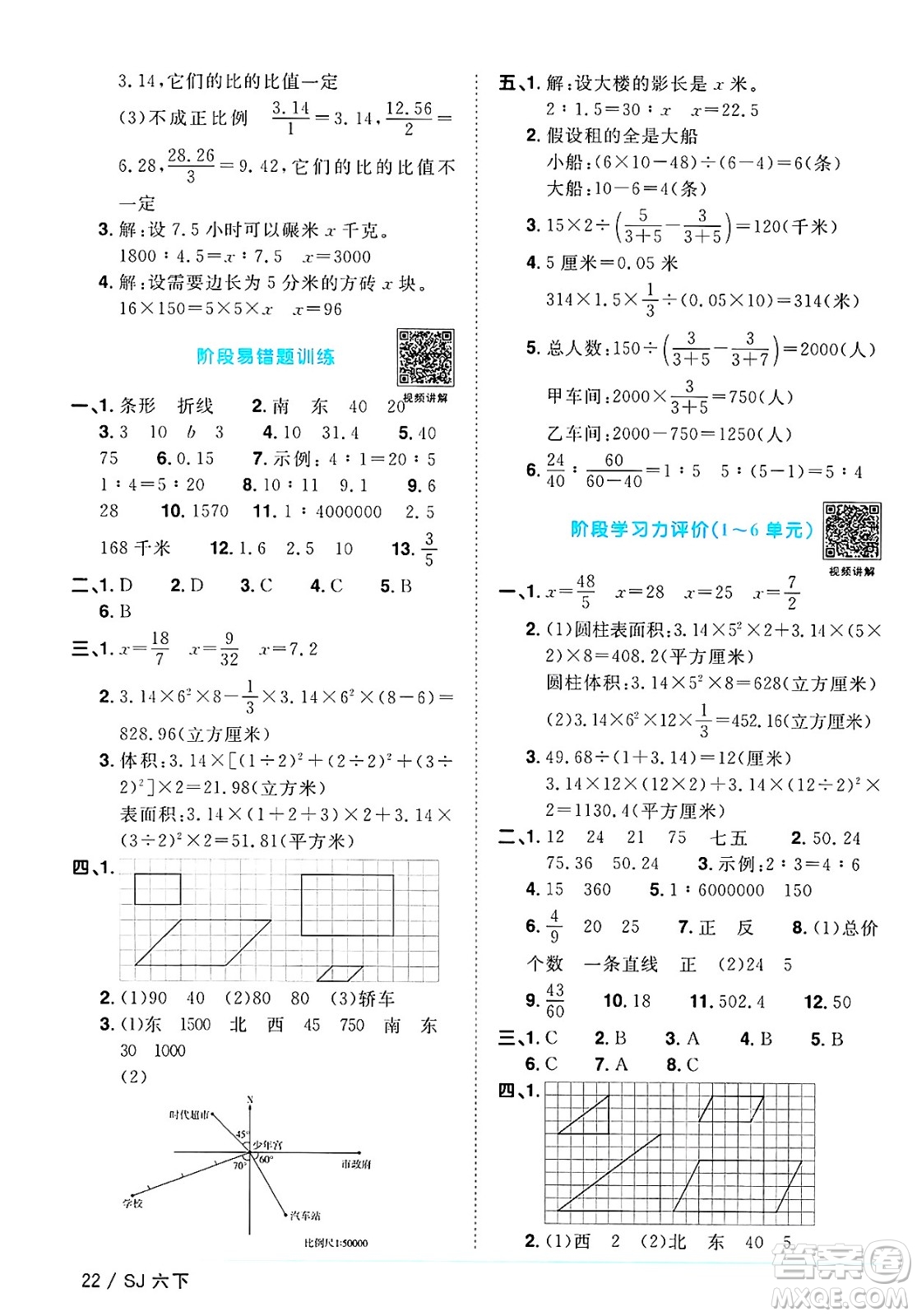 江西教育出版社2025年春陽光同學(xué)課時優(yōu)化作業(yè)六年級數(shù)學(xué)下冊蘇教版安徽專版答案