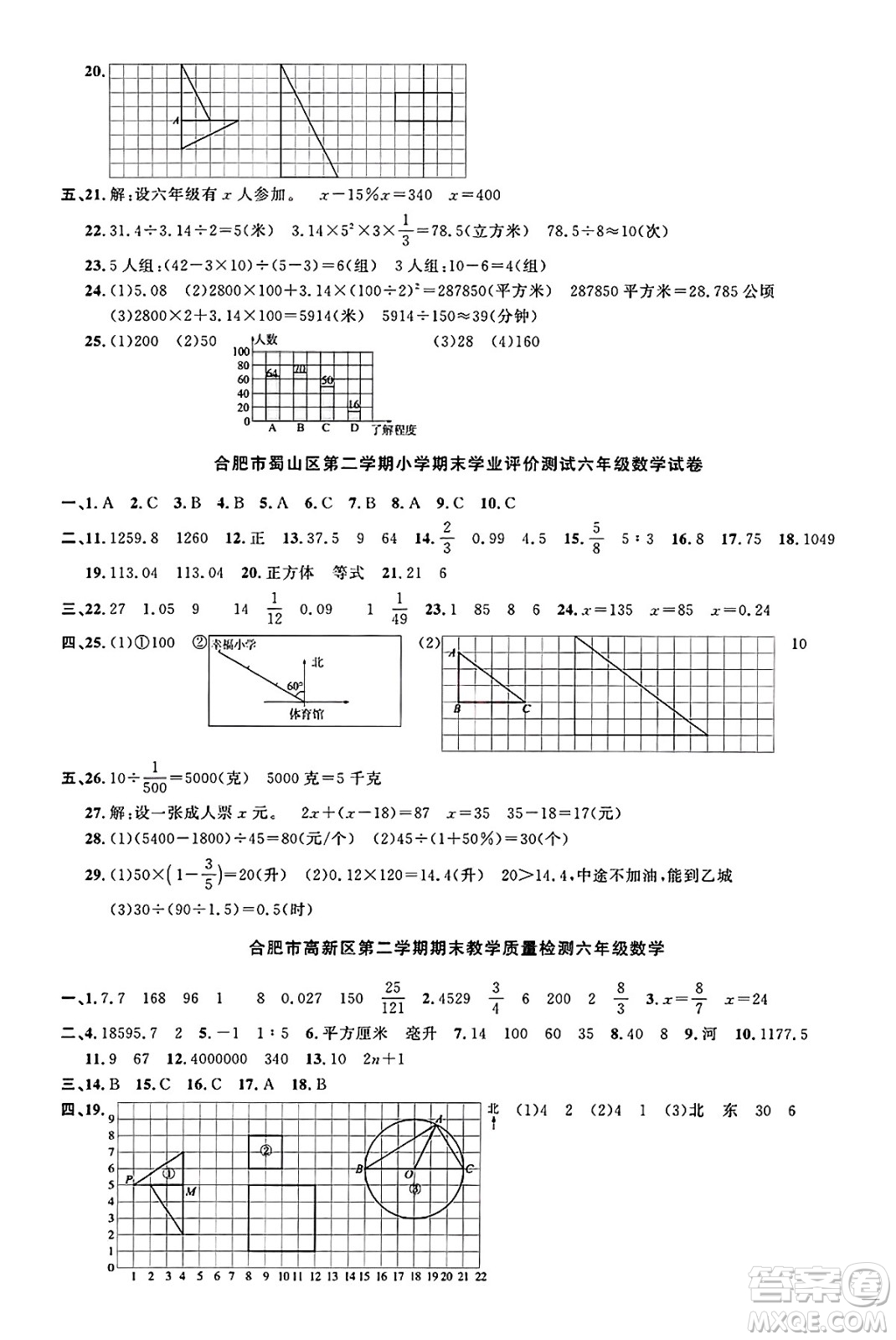 江西教育出版社2025年春陽光同學(xué)課時優(yōu)化作業(yè)六年級數(shù)學(xué)下冊蘇教版安徽專版答案