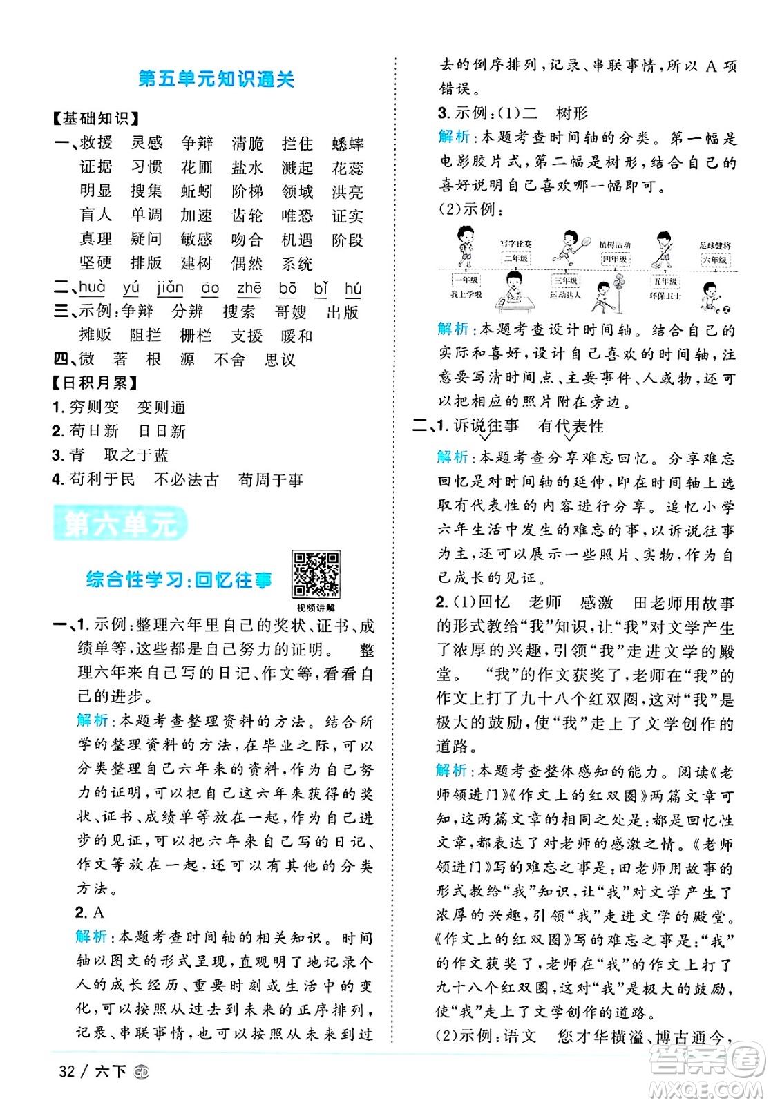 廣東人民出版社2025年春陽光同學(xué)課時優(yōu)化作業(yè)六年級語文下冊人教版廣東專版答案