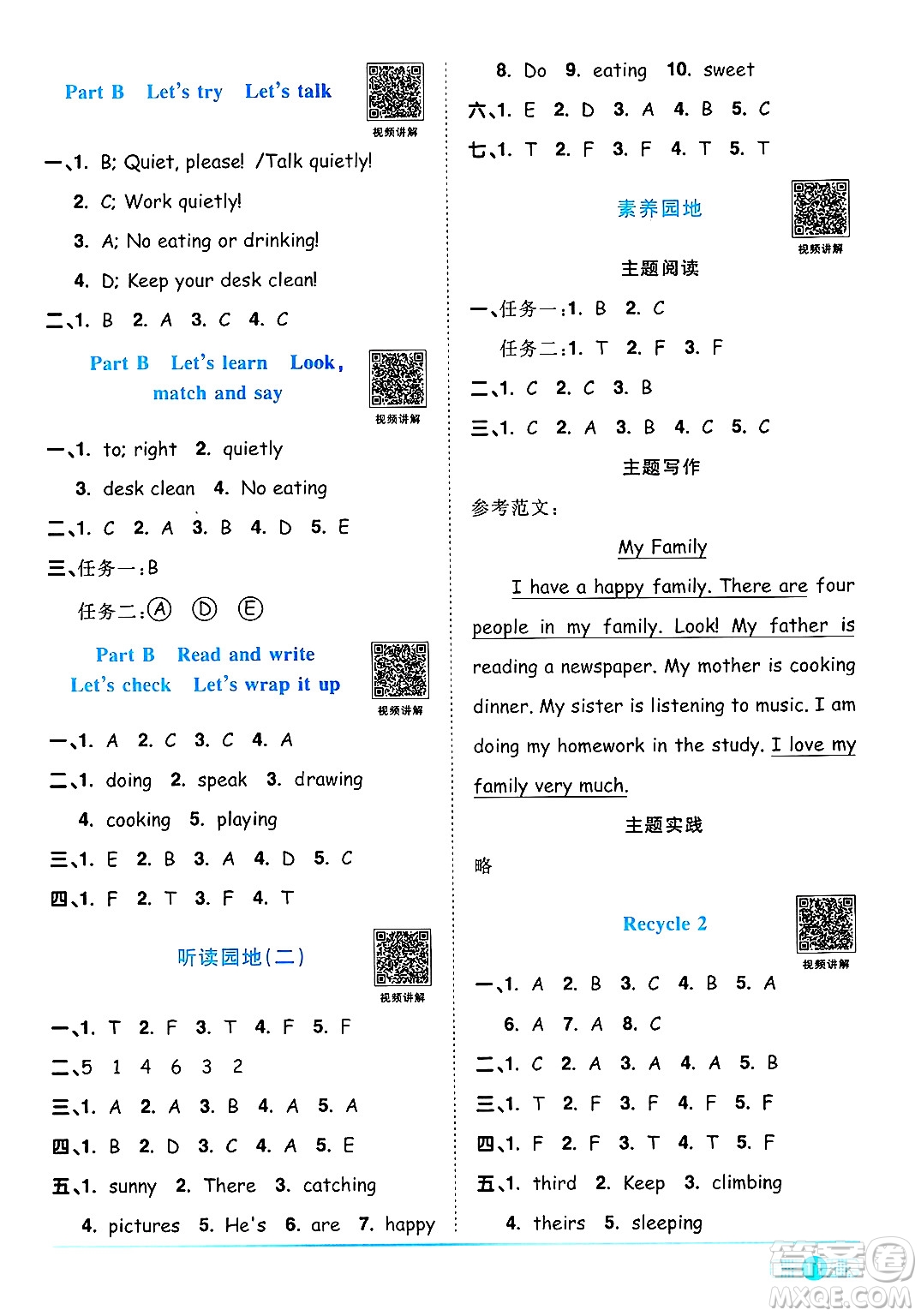江西教育出版社2025年春陽光同學(xué)課時(shí)優(yōu)化作業(yè)五年級(jí)英語下冊(cè)人教PEP版答案