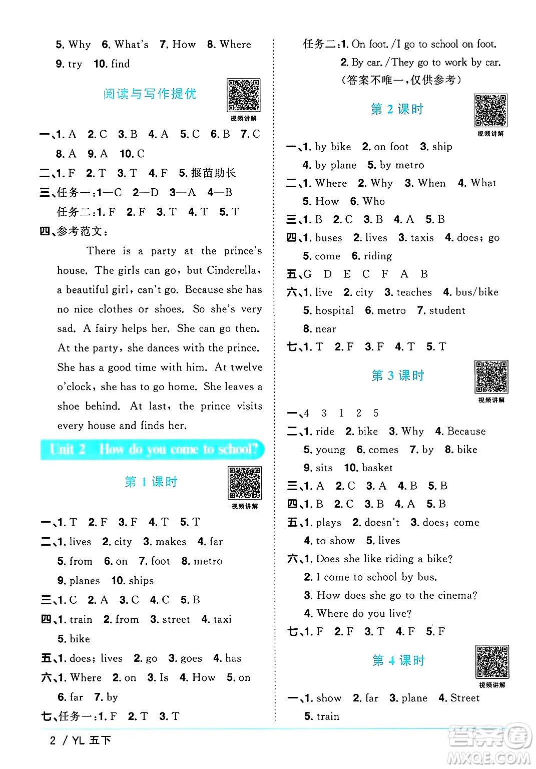 江西教育出版社2025年春陽(yáng)光同學(xué)課時(shí)優(yōu)化作業(yè)五年級(jí)英語(yǔ)下冊(cè)譯林版江蘇專版答案