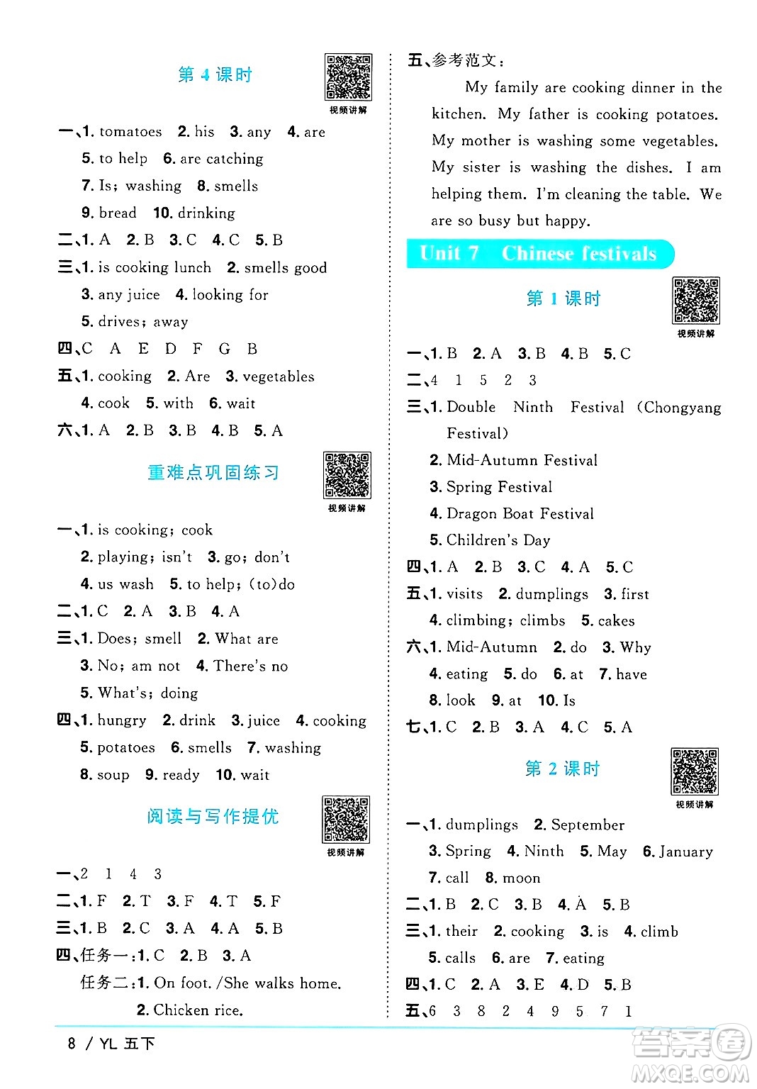 江西教育出版社2025年春陽(yáng)光同學(xué)課時(shí)優(yōu)化作業(yè)五年級(jí)英語(yǔ)下冊(cè)譯林版江蘇專版答案