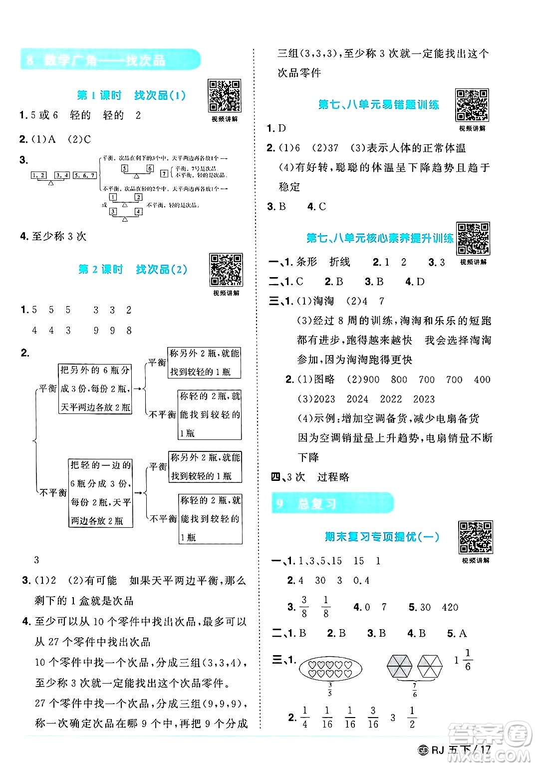 廣東人民出版社2025年春陽光同學(xué)課時(shí)優(yōu)化作業(yè)五年級(jí)數(shù)學(xué)下冊(cè)人教版廣東專版答案