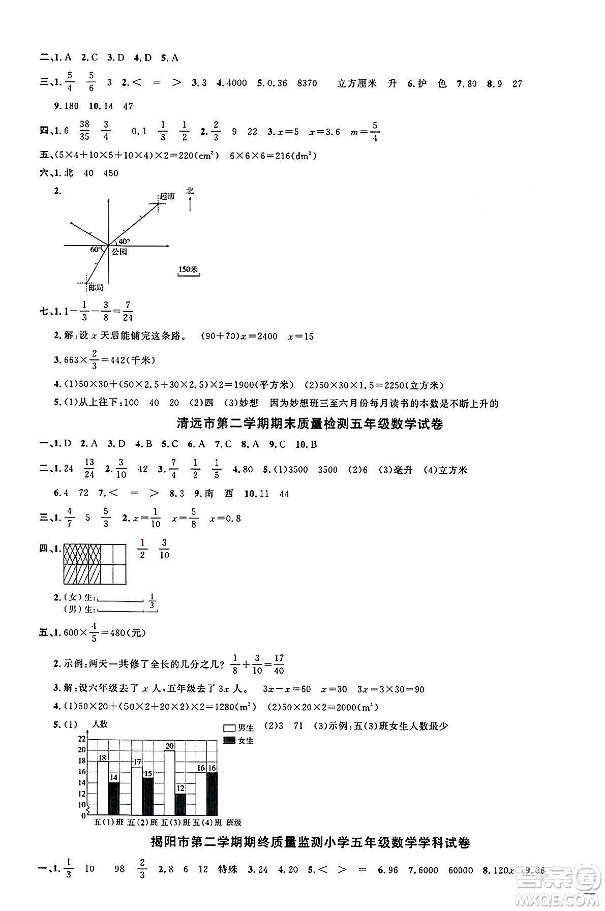 江西教育出版社2025年春陽(yáng)光同學(xué)課時(shí)優(yōu)化作業(yè)五年級(jí)數(shù)學(xué)下冊(cè)北師大版廣東專(zhuān)版答案
