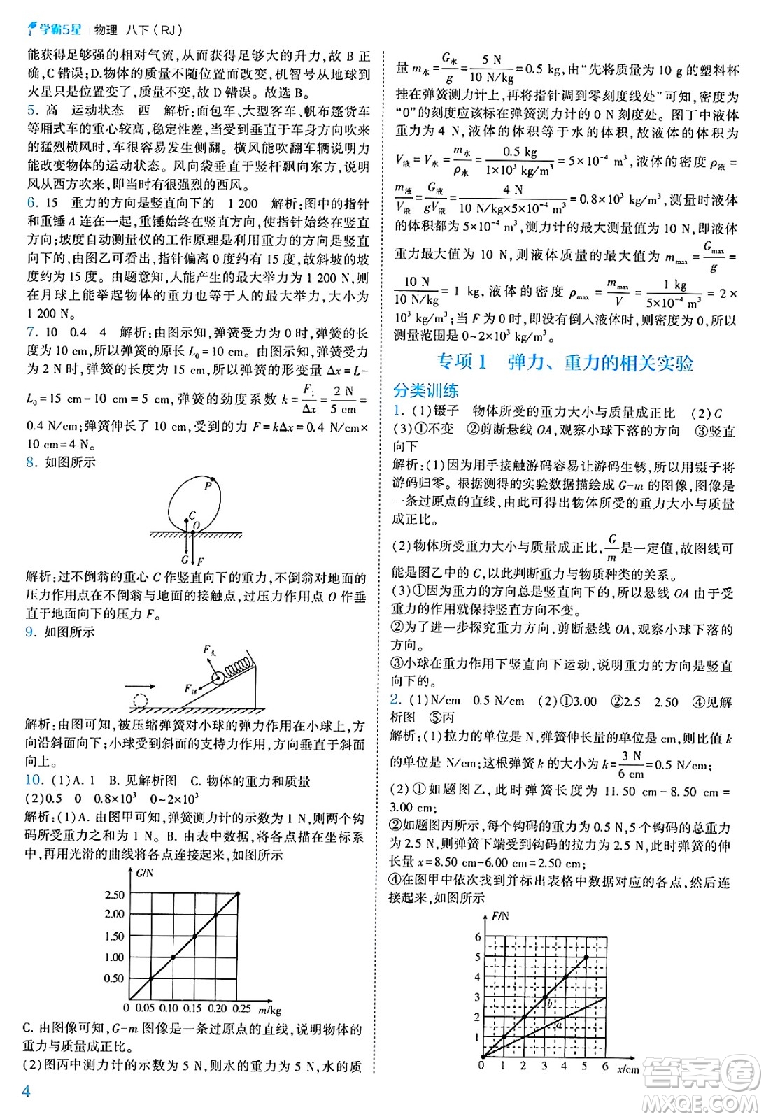 河海大學(xué)出版社2025年春初中5星學(xué)霸八年級(jí)物理下冊(cè)人教版答案