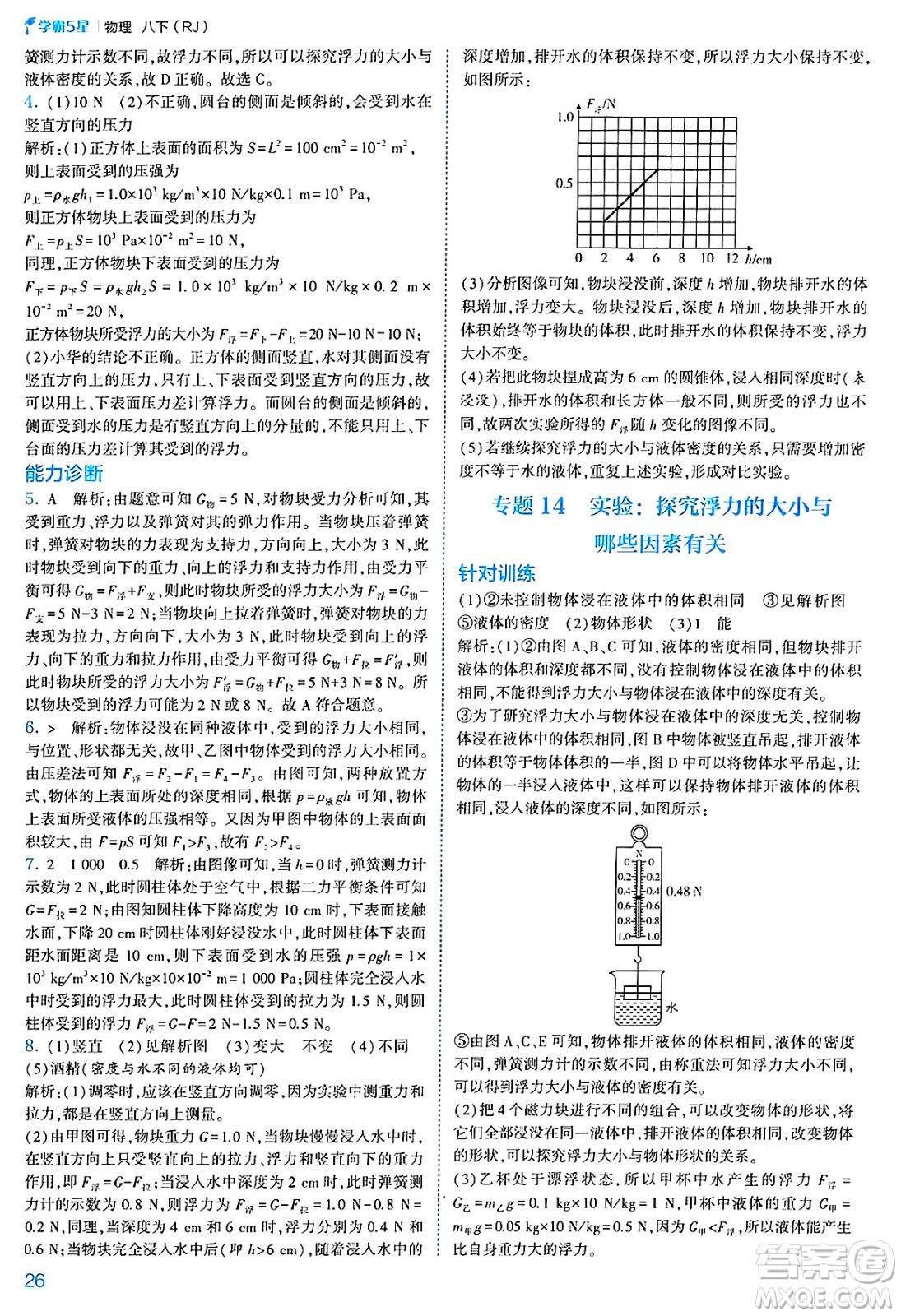 河海大學(xué)出版社2025年春初中5星學(xué)霸八年級(jí)物理下冊(cè)人教版答案