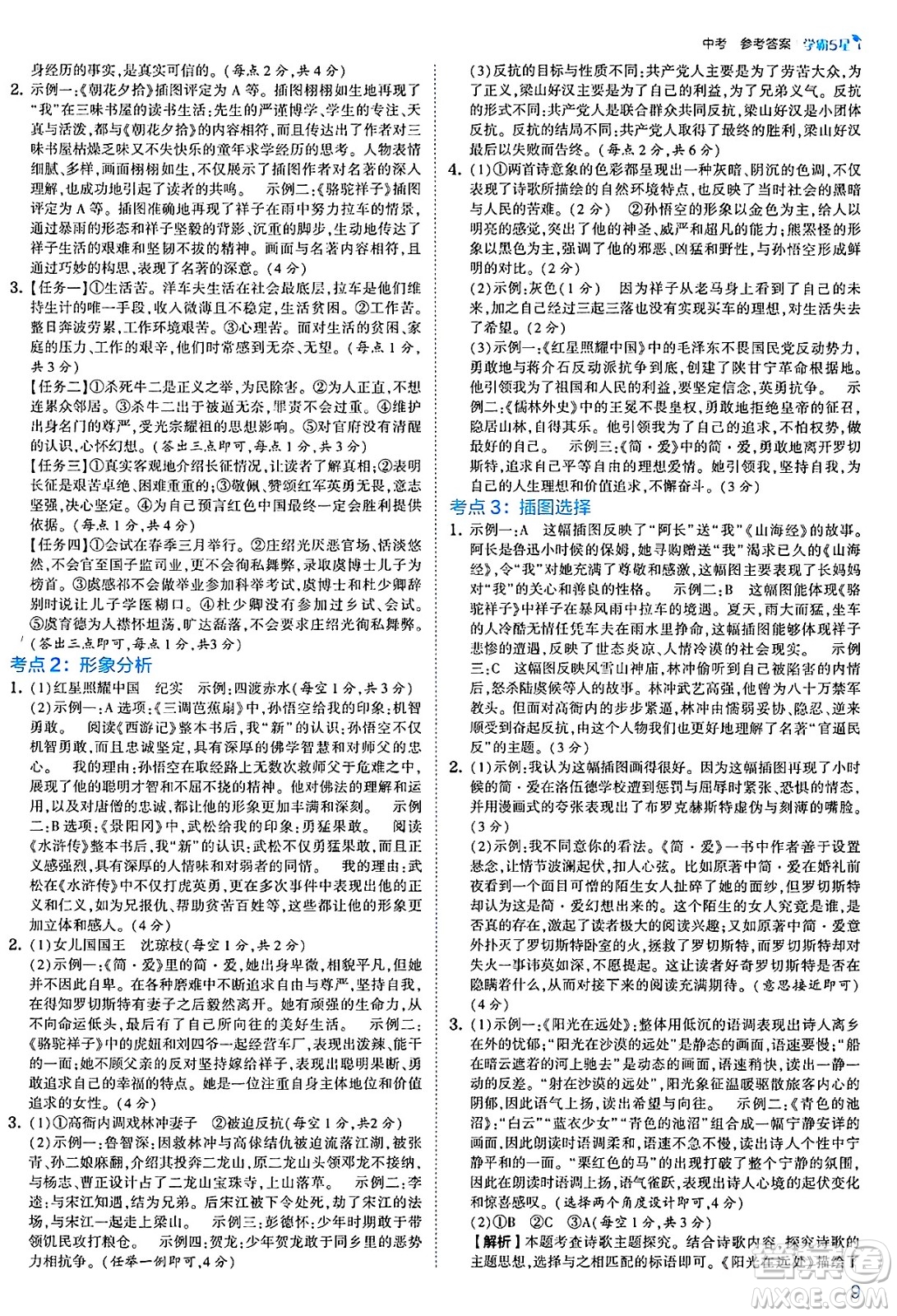 河海大學(xué)出版社2025年春初中5星學(xué)霸九年級語文下冊通用版答案