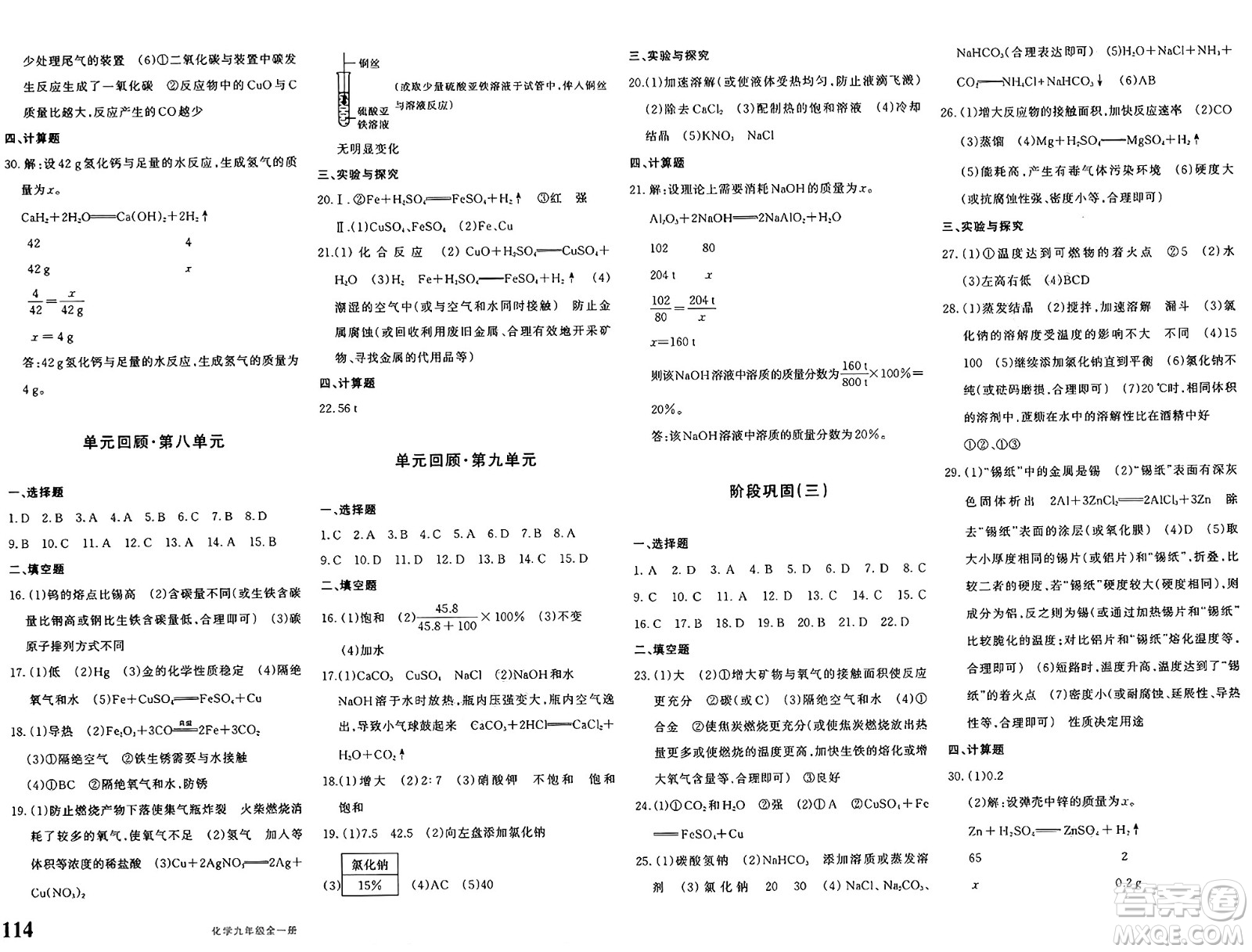 新疆青少年出版社2025年春優(yōu)學1+1評價與測試九年級化學下冊通用版答案