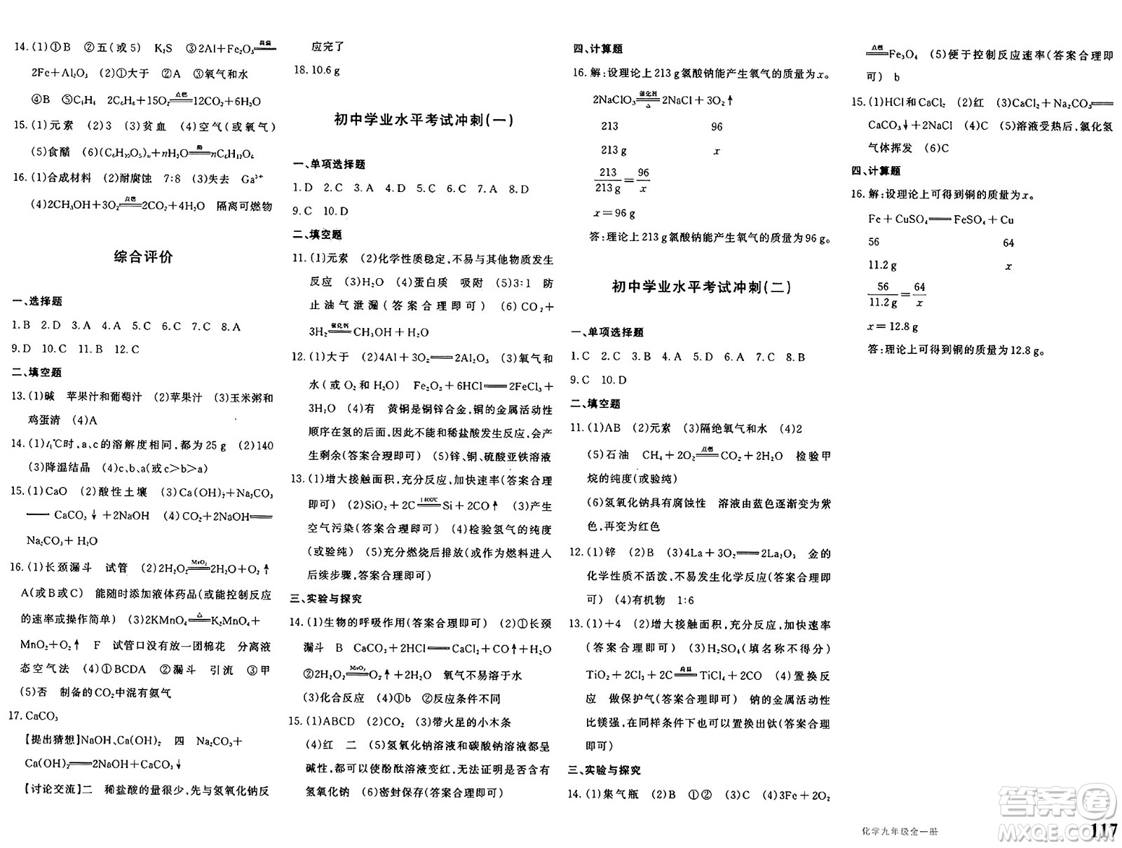 新疆青少年出版社2025年春優(yōu)學1+1評價與測試九年級化學下冊通用版答案