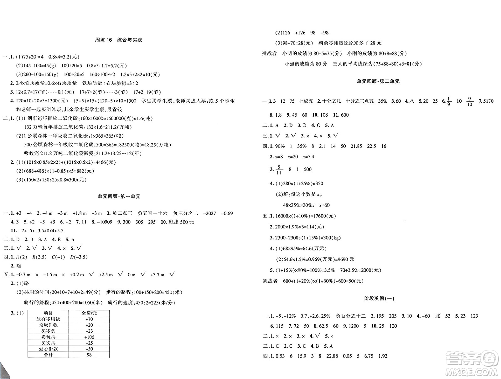 新疆青少年出版社2025年春優(yōu)學(xué)1+1評(píng)價(jià)與測(cè)試六年級(jí)數(shù)學(xué)下冊(cè)通用版答案