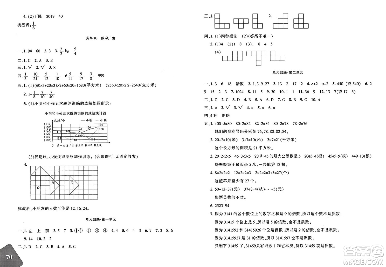 新疆青少年出版社2025年春優(yōu)學(xué)1+1評(píng)價(jià)與測(cè)試五年級(jí)數(shù)學(xué)下冊(cè)通用版答案