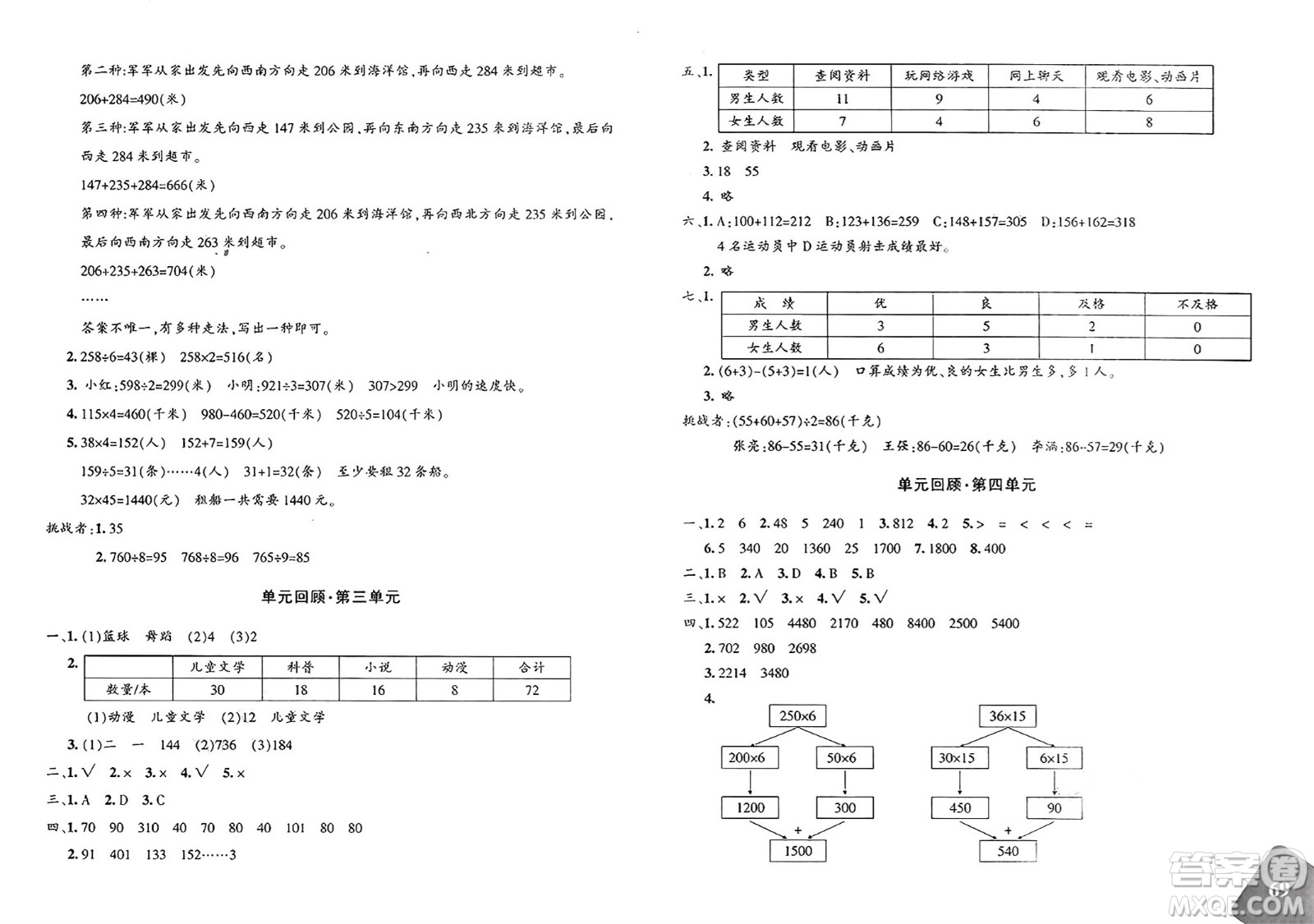 新疆青少年出版社2025年春優(yōu)學(xué)1+1評價與測試三年級數(shù)學(xué)下冊通用版答案