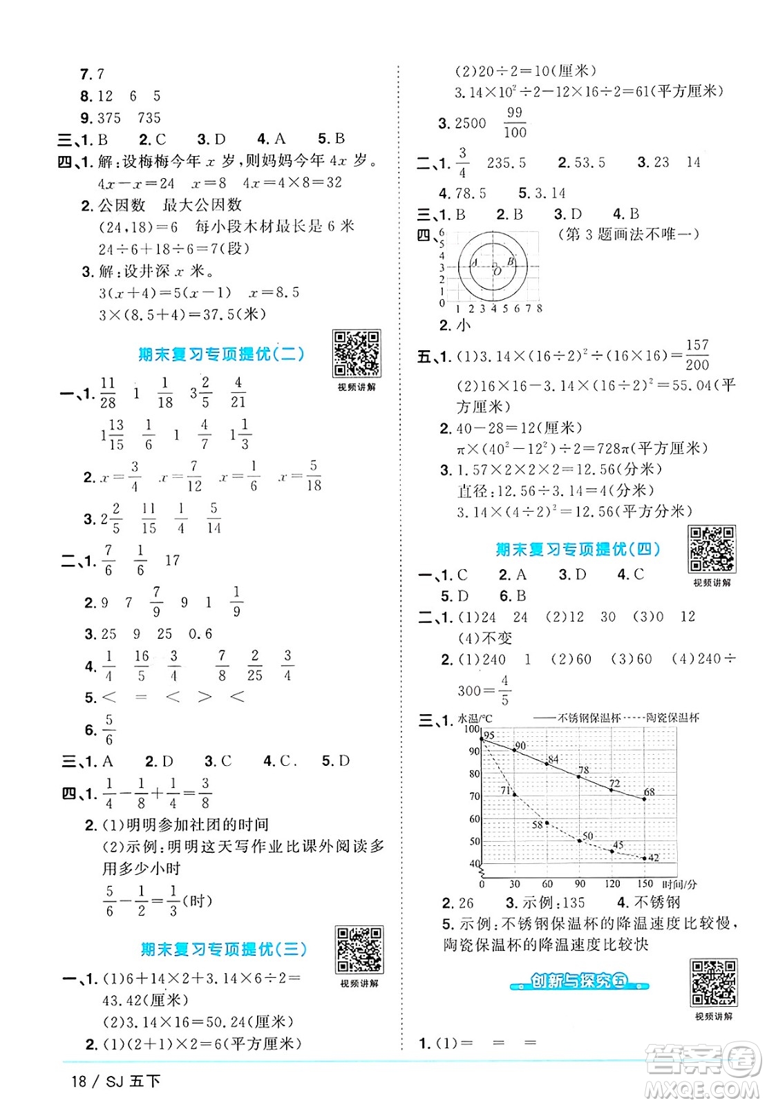 江西教育出版社2025年春陽光同學(xué)課時(shí)優(yōu)化作業(yè)五年級數(shù)學(xué)下冊蘇教版蘇南專版答案
