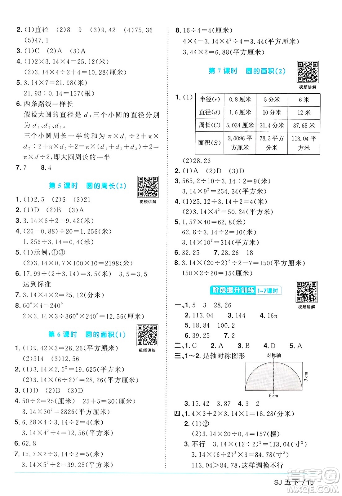 江西教育出版社2025年春陽光同學(xué)課時(shí)優(yōu)化作業(yè)五年級數(shù)學(xué)下冊蘇教版蘇南專版答案