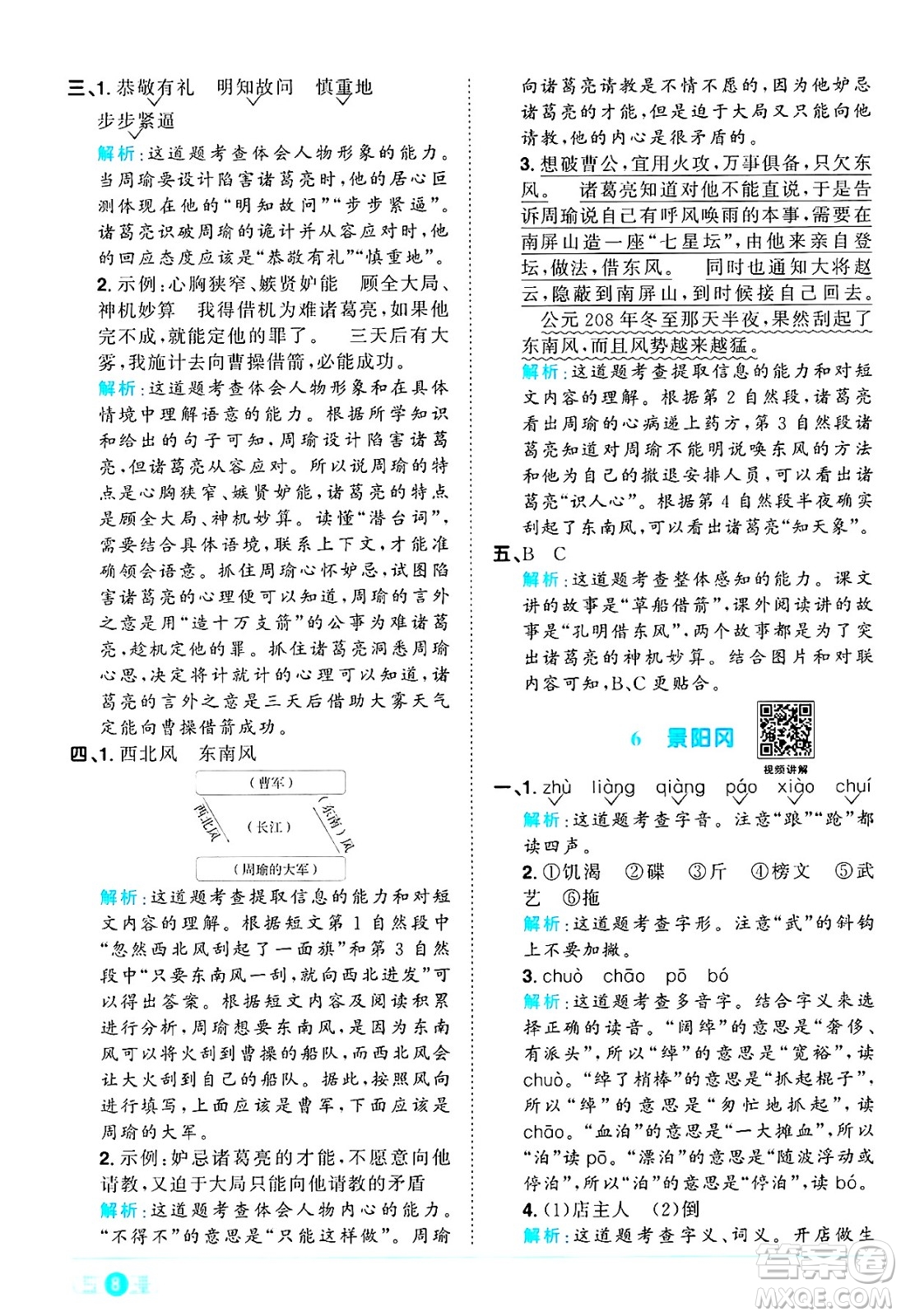 江西教育出版社2025年春陽光同學(xué)課時優(yōu)化作業(yè)五年級語文下冊人教版答案