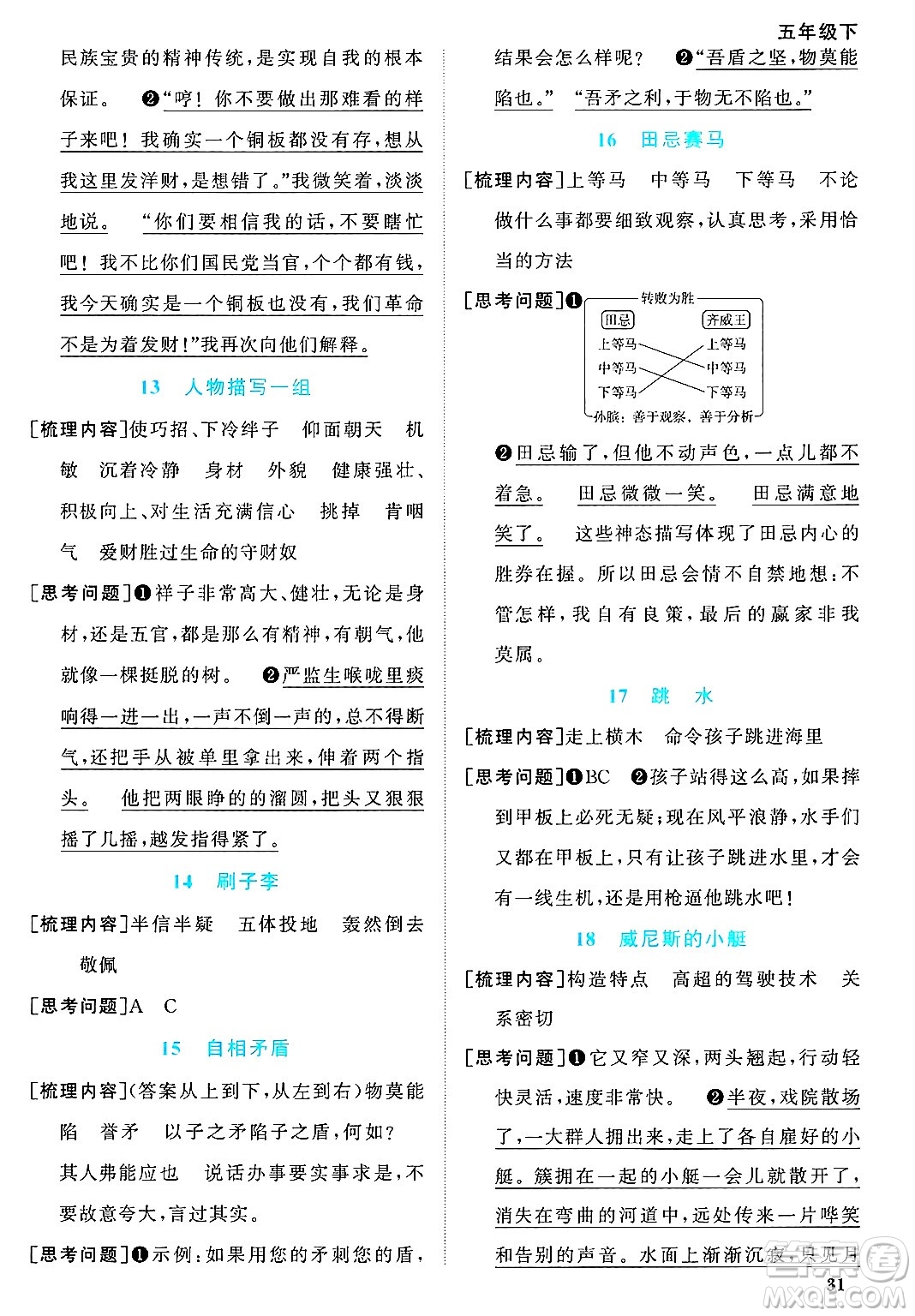 福建少年兒童出版社2025年春陽(yáng)光同學(xué)課時(shí)優(yōu)化作業(yè)五年級(jí)語(yǔ)文下冊(cè)人教版福建專版答案