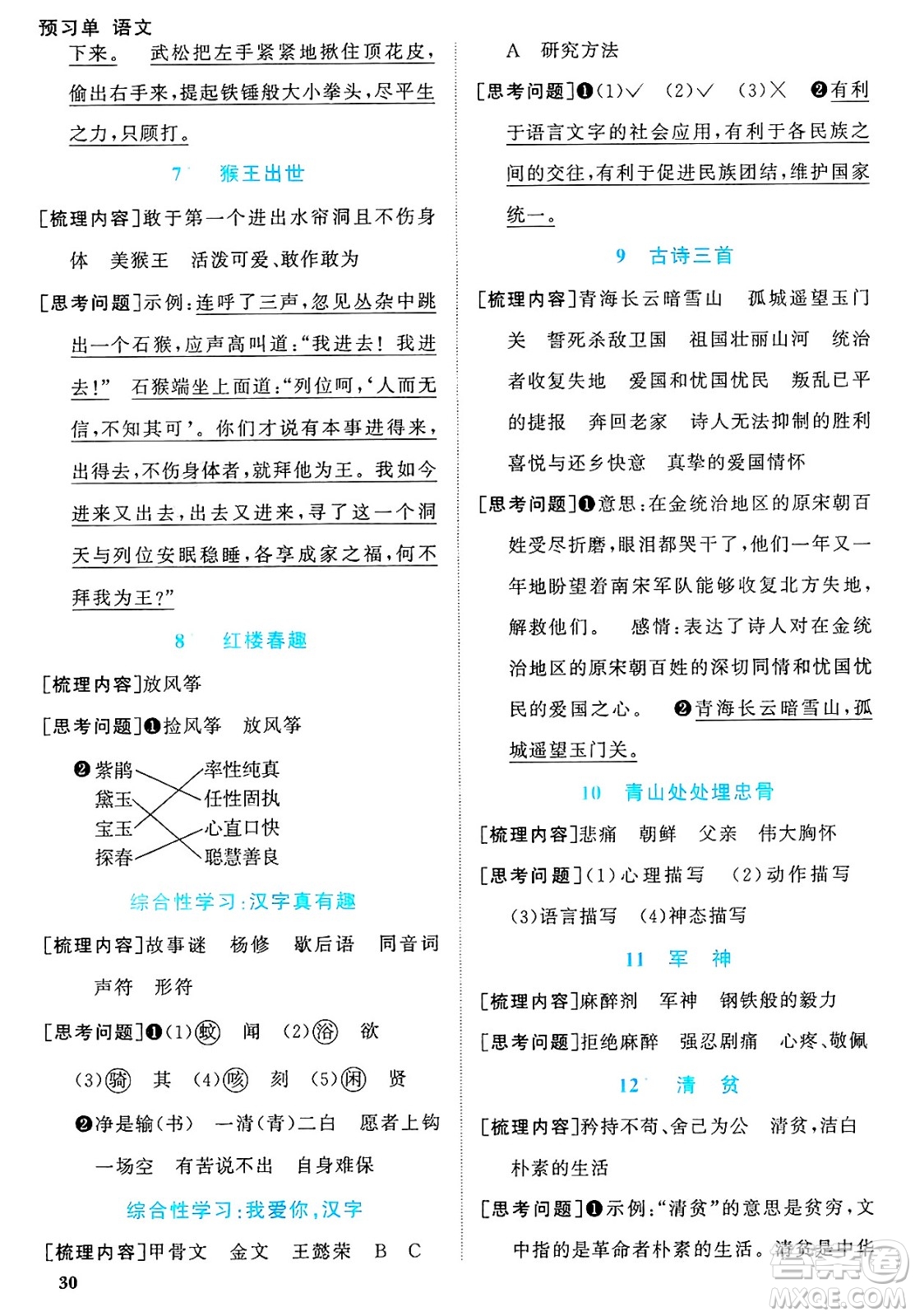 江西教育出版社2025年春陽(yáng)光同學(xué)課時(shí)優(yōu)化作業(yè)五年級(jí)語(yǔ)文下冊(cè)人教版江蘇專版答案