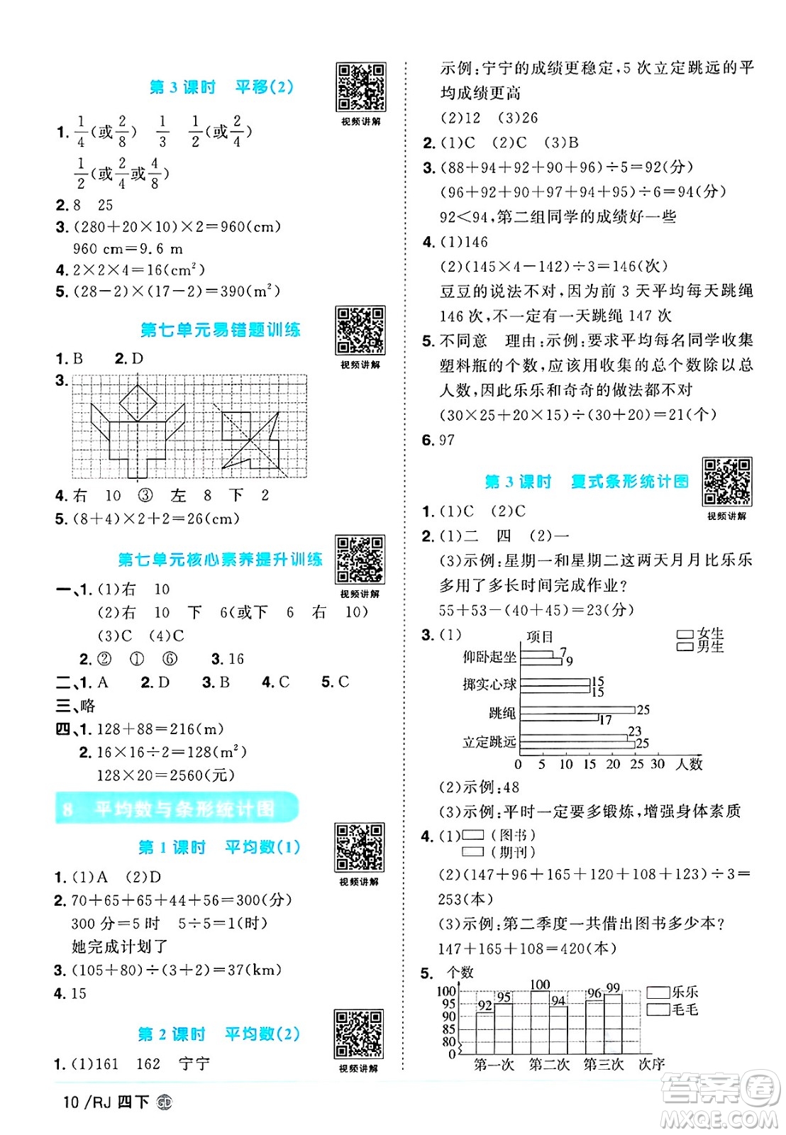 廣東人民出版社2025年春陽(yáng)光同學(xué)課時(shí)優(yōu)化作業(yè)四年級(jí)數(shù)學(xué)下冊(cè)人教版廣東專版答案