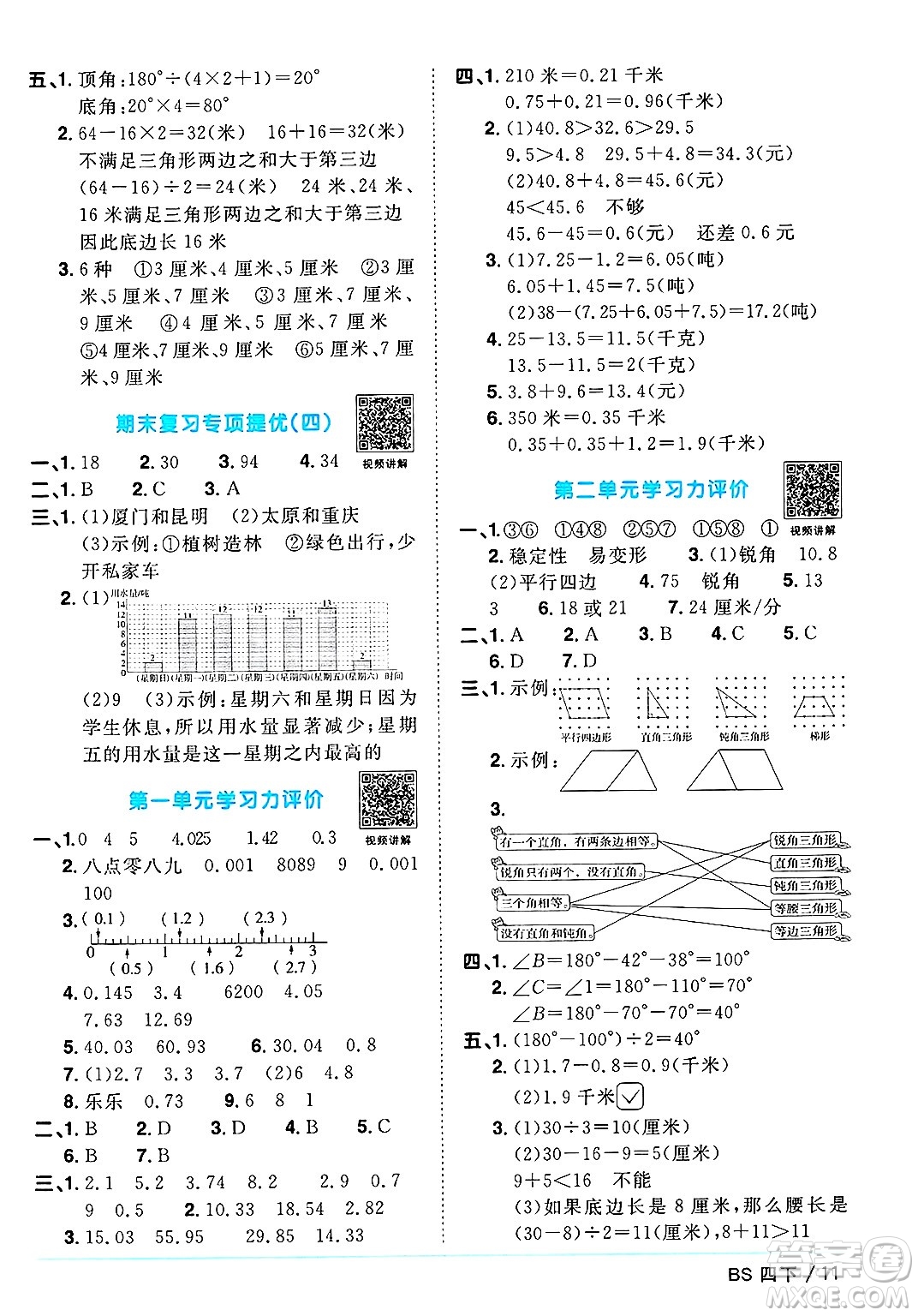 江西教育出版社2025年春陽光同學(xué)課時優(yōu)化作業(yè)四年級數(shù)學(xué)下冊北師大版答案