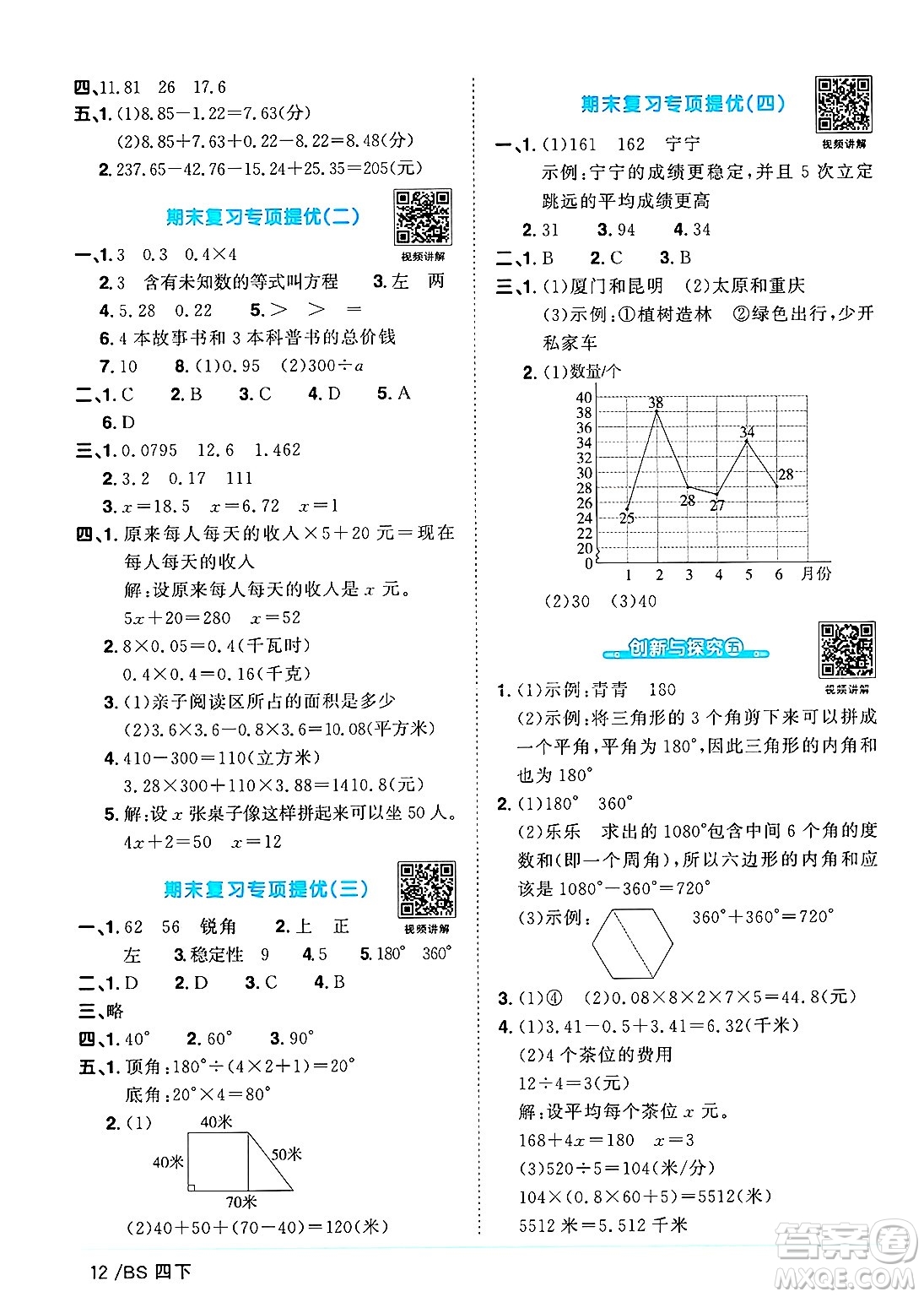 江西教育出版社2025年春陽(yáng)光同學(xué)課時(shí)優(yōu)化作業(yè)四年級(jí)數(shù)學(xué)下冊(cè)北師大版廣東專版答案