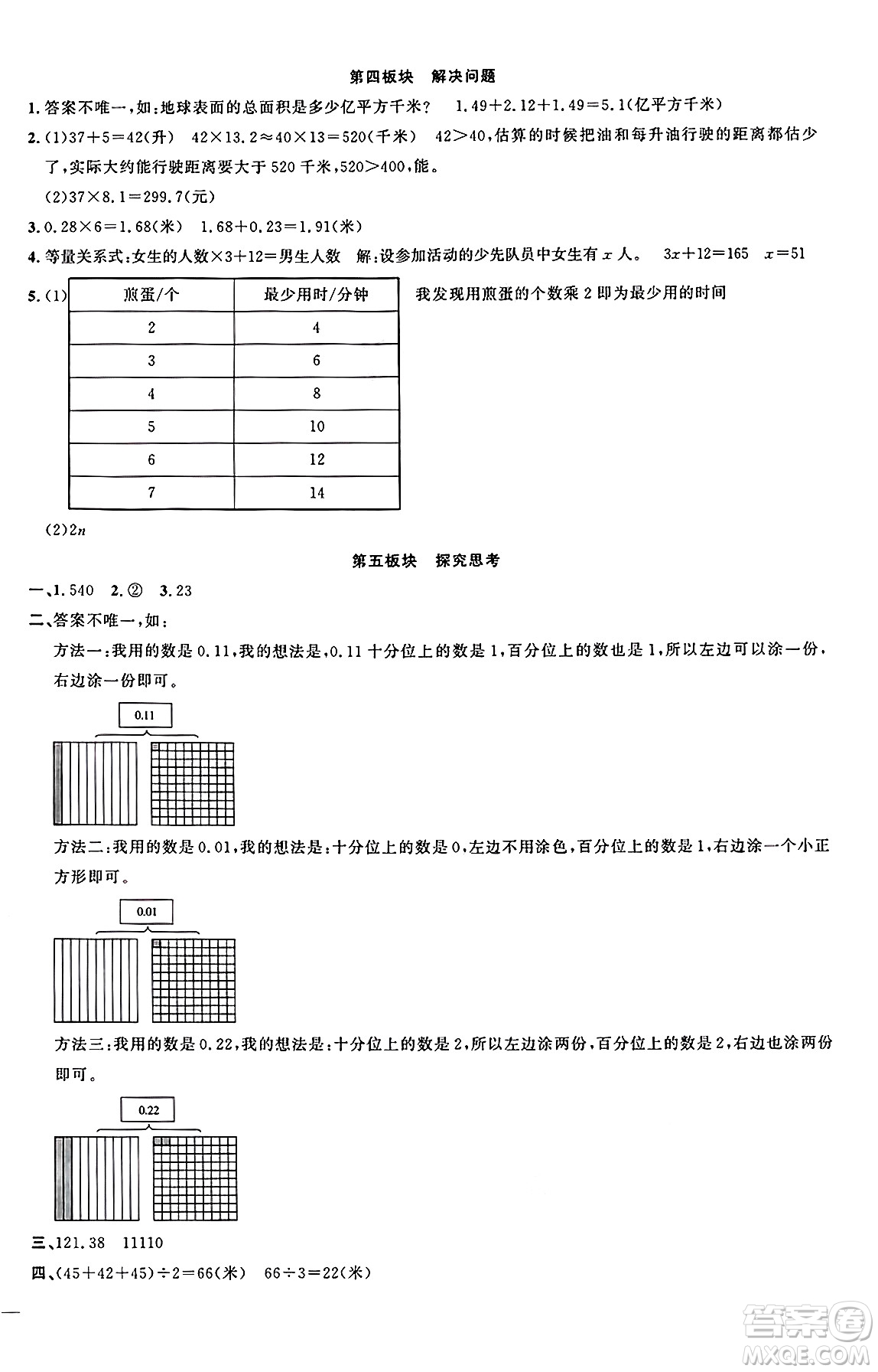 江西教育出版社2025年春陽光同學(xué)課時(shí)優(yōu)化作業(yè)四年級數(shù)學(xué)下冊北師大版成都專版答案