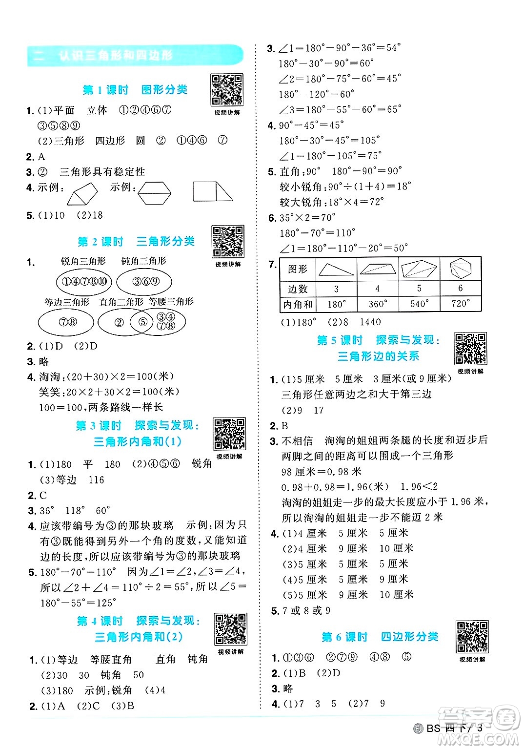 江西教育出版社2025年春陽(yáng)光同學(xué)課時(shí)優(yōu)化作業(yè)四年級(jí)數(shù)學(xué)下冊(cè)北師大版福建專版答案