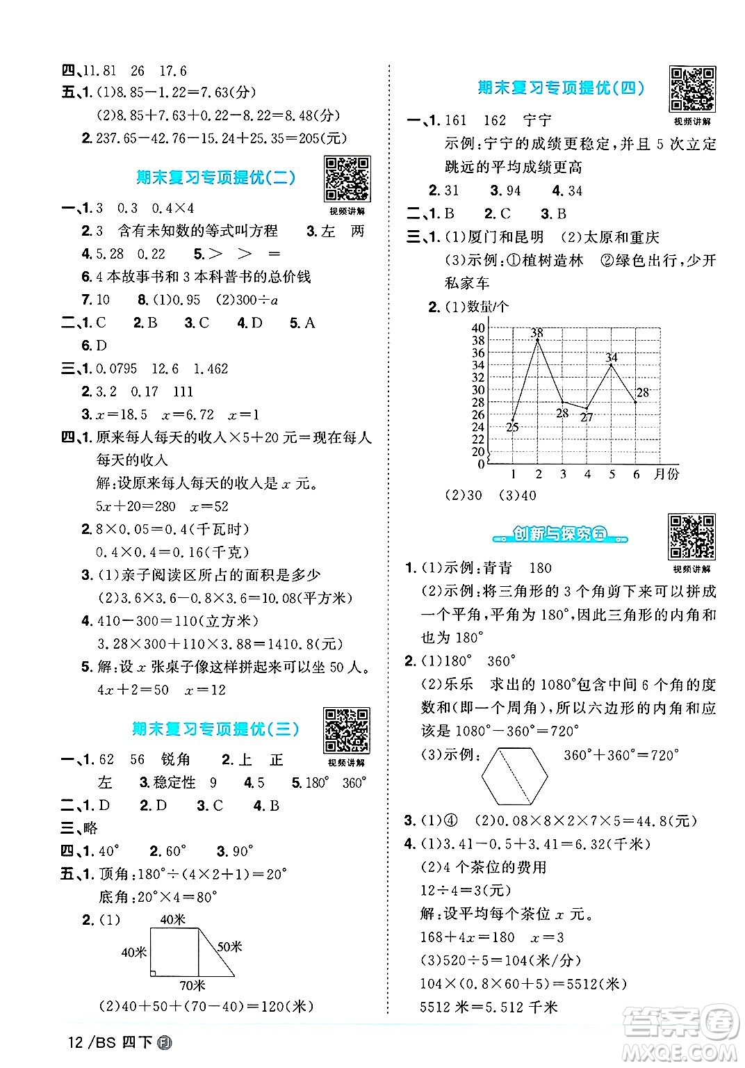 江西教育出版社2025年春陽(yáng)光同學(xué)課時(shí)優(yōu)化作業(yè)四年級(jí)數(shù)學(xué)下冊(cè)北師大版福建專版答案
