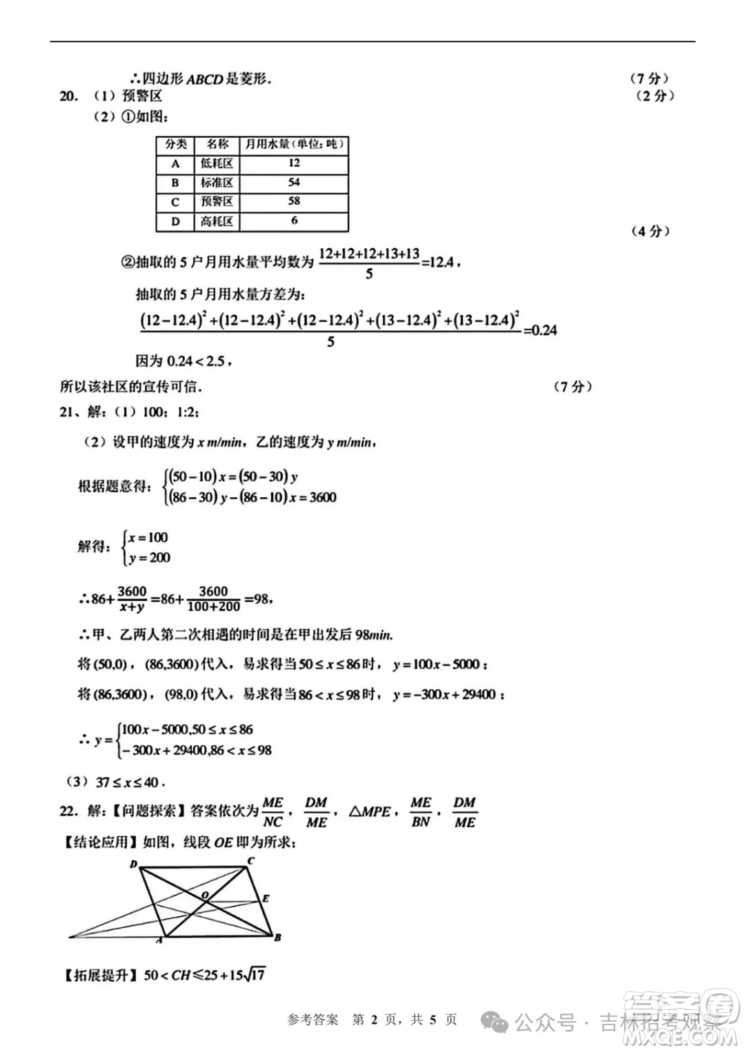 2025吉大附中九年級(jí)二?？荚嚁?shù)學(xué)答案