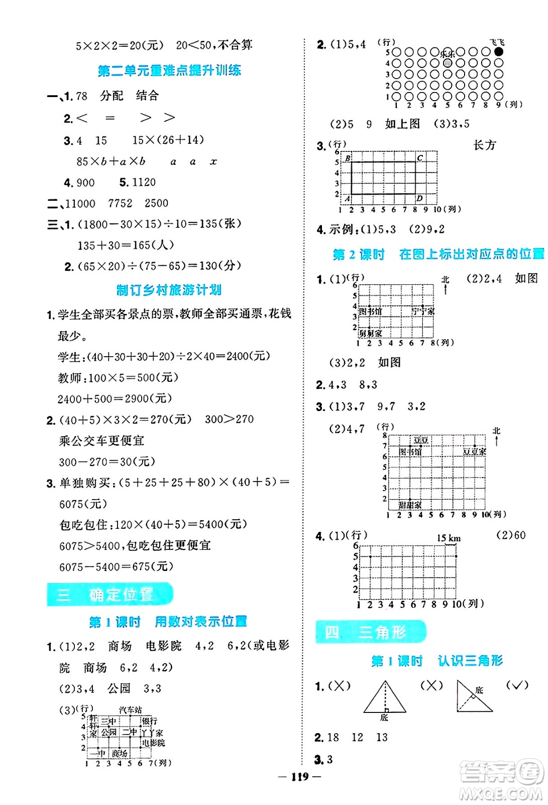 江西教育出版社2025年春陽光同學課時優(yōu)化作業(yè)四年級數(shù)學下冊西師版答案