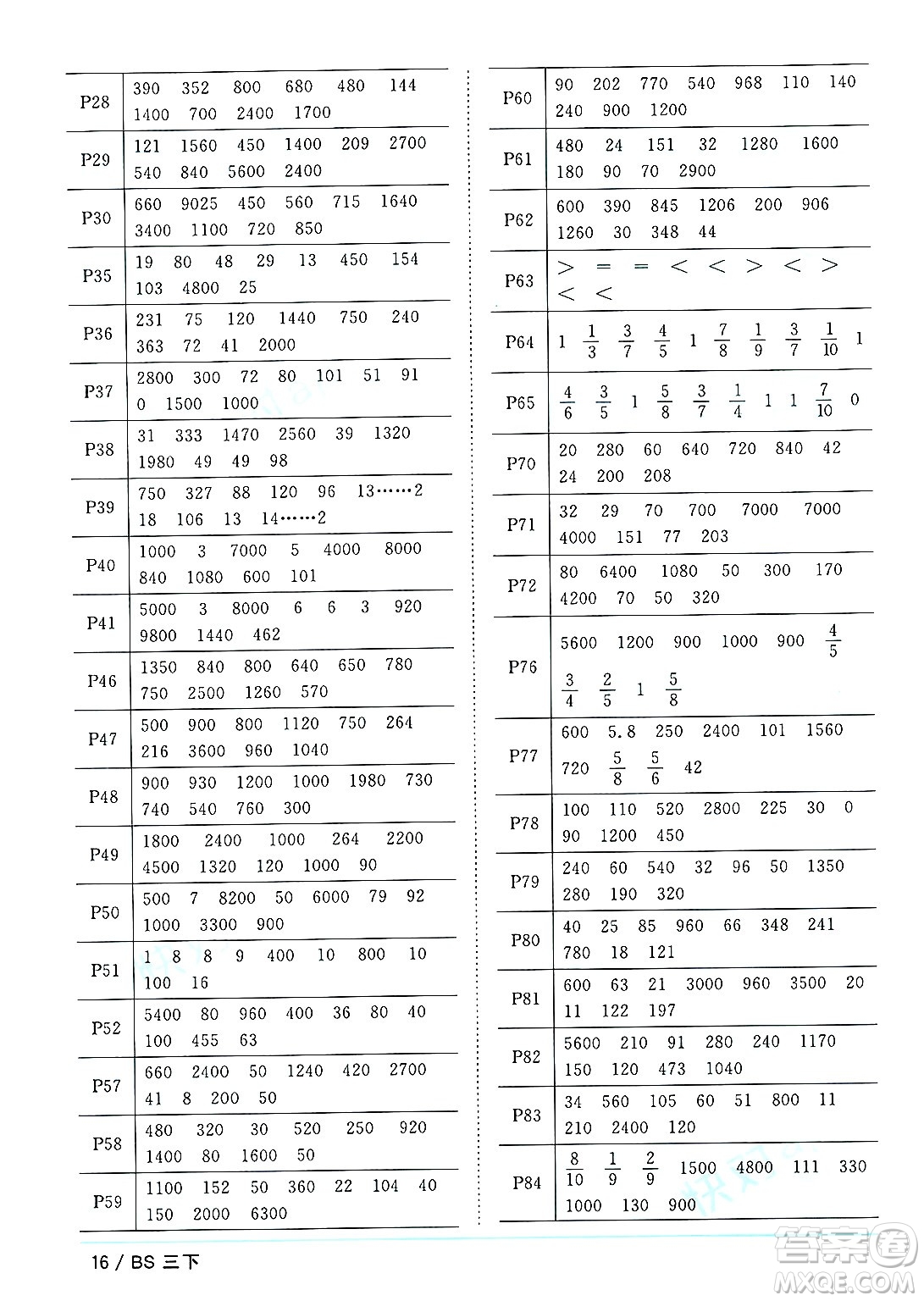 江西教育出版社2025年春陽光同學課時優(yōu)化作業(yè)三年級數(shù)學下冊北師大版陜西專版答案