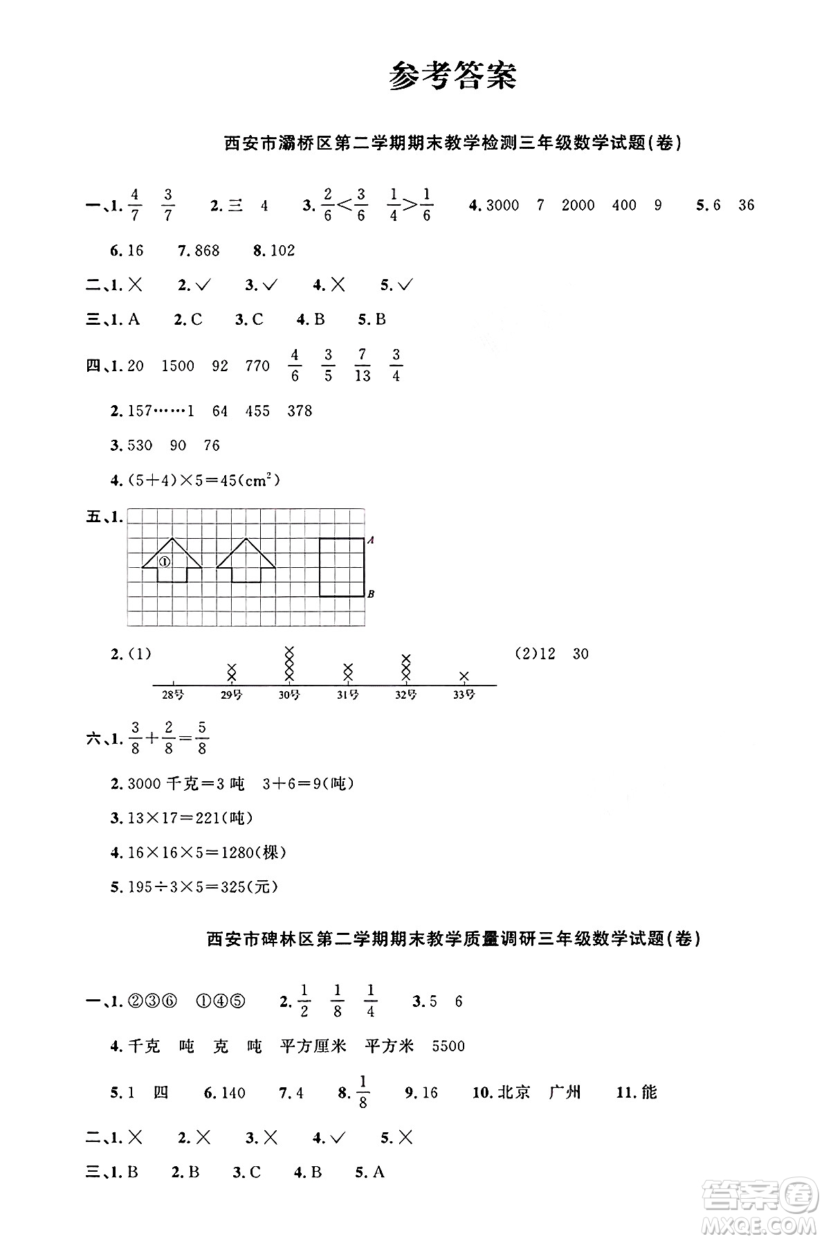 江西教育出版社2025年春陽光同學課時優(yōu)化作業(yè)三年級數(shù)學下冊北師大版陜西專版答案