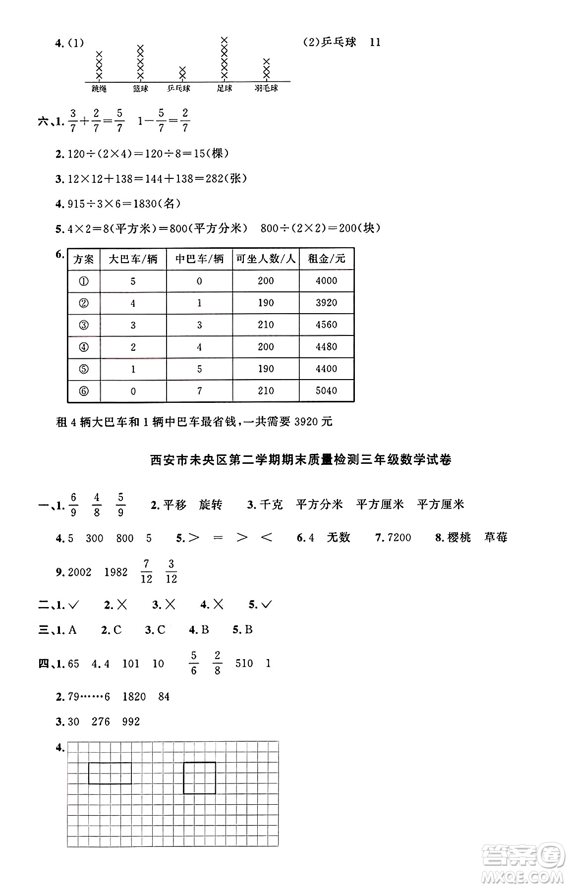 江西教育出版社2025年春陽光同學課時優(yōu)化作業(yè)三年級數(shù)學下冊北師大版陜西專版答案