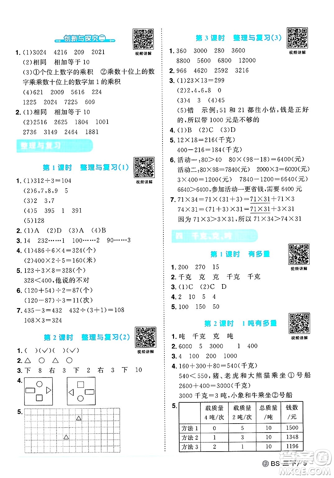 江西教育出版社2025年春陽(yáng)光同學(xué)課時(shí)優(yōu)化作業(yè)三年級(jí)數(shù)學(xué)下冊(cè)北師大版福建專版答案